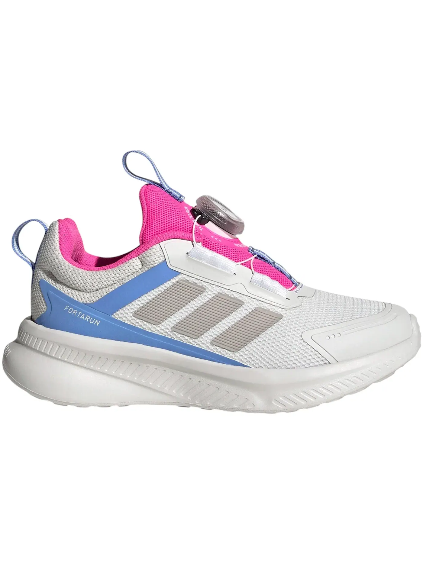 Детские кроссовки для бега с шнуровкой Adidas Fortarun 4.0 Adidas — изображение 1 из 1, белый серый розовый