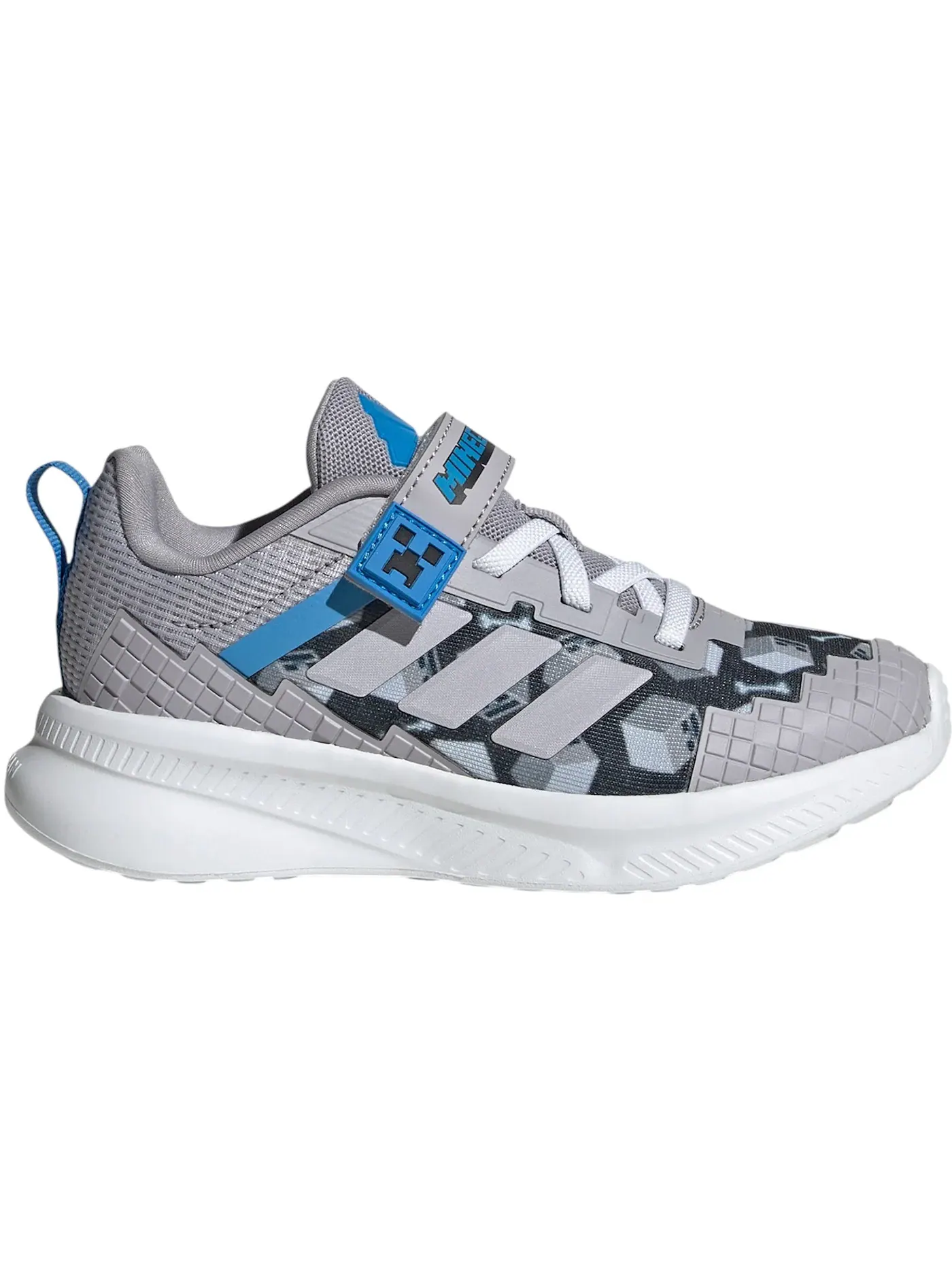 Детские кроссовки с принтом Adidas Fortarun 4.0 Minecraft — изображение 1 из 1, серый/серый/синий