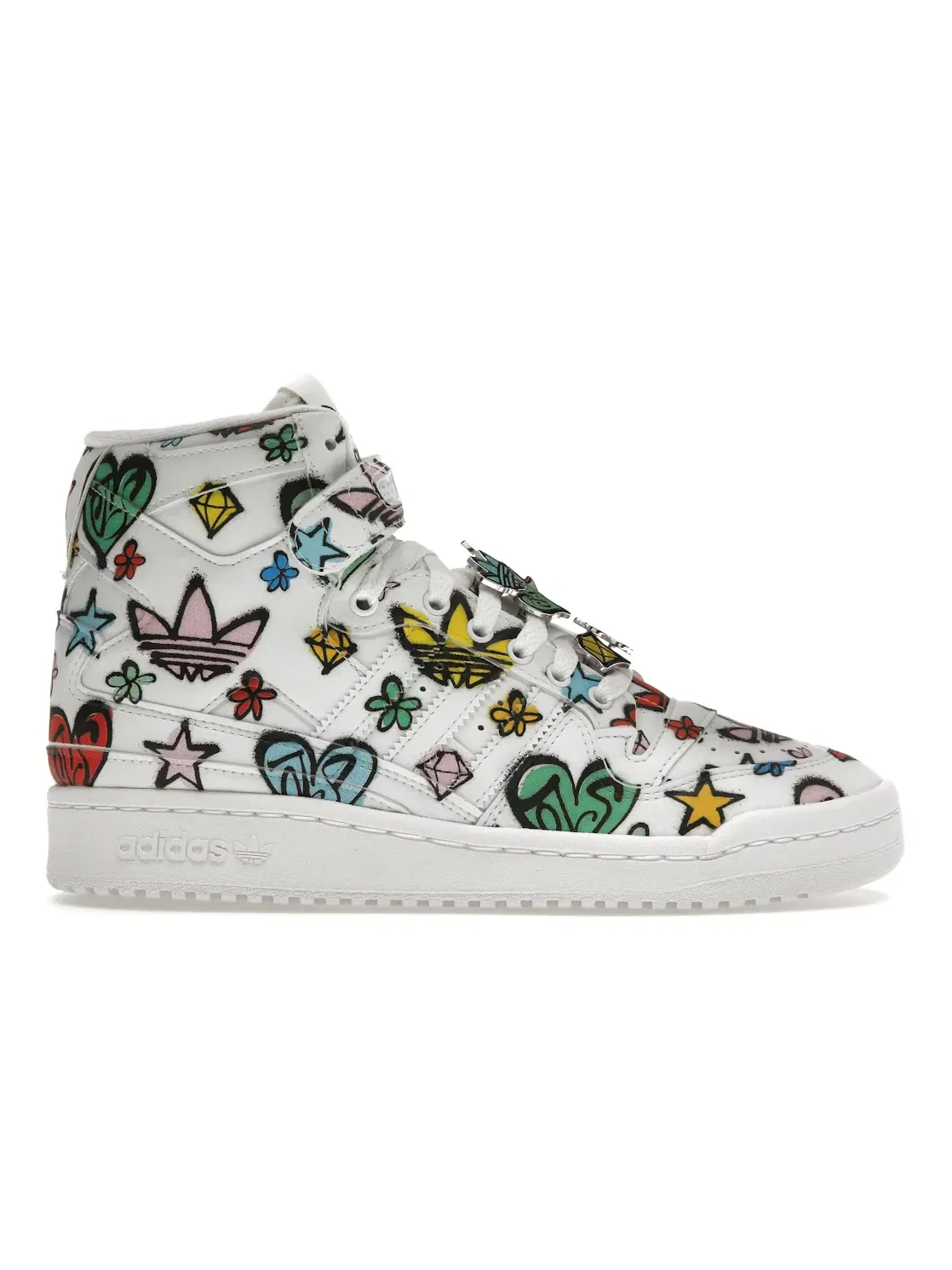 Мужские кроссовки Lifestyle Adidas Forum 84 Hi Jeremy Scott Monogram Graffiti — изображение 1 из 4, белый/белый/черный