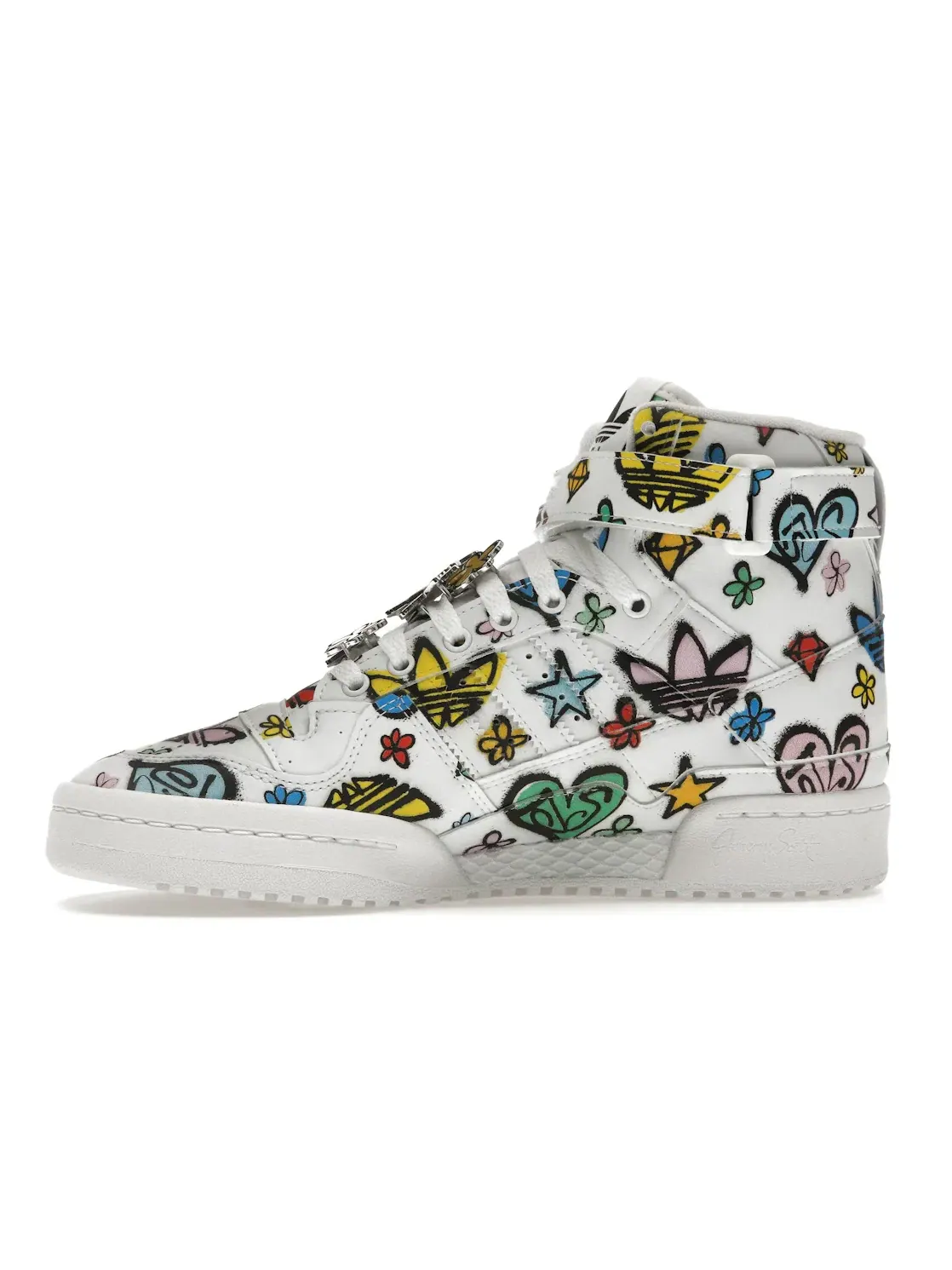 Мужские кроссовки Lifestyle Adidas Forum 84 Hi Jeremy Scott Monogram Graffiti — изображение 3 из 4, белый/белый/черный