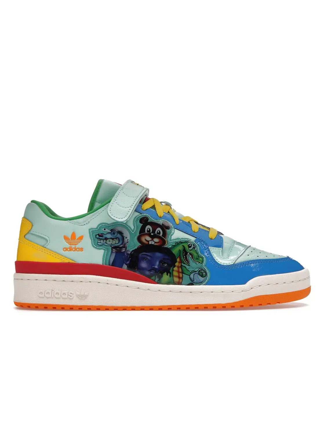 Мужские кроссовки Lifestyle с принтом Kerwin Frost Benchmates Adidas Forum Low — изображение 1 из 4, голубой/синий/желтый