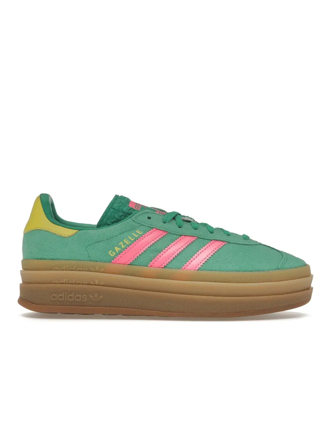 Женские кроссовки Lifestyle с замшевым верхом Adidas Gazelle Bold — изображение 1 из 4, зеленый/розовый