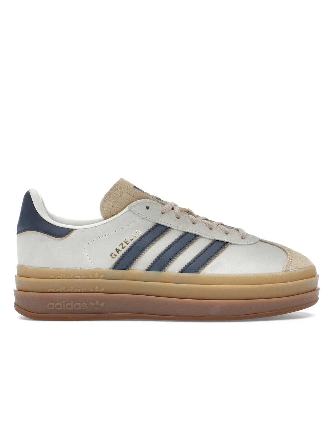Женские кроссовки на платформе Adidas Gazelle Bold — изображение 1 из 4, кремовый белый/индиго