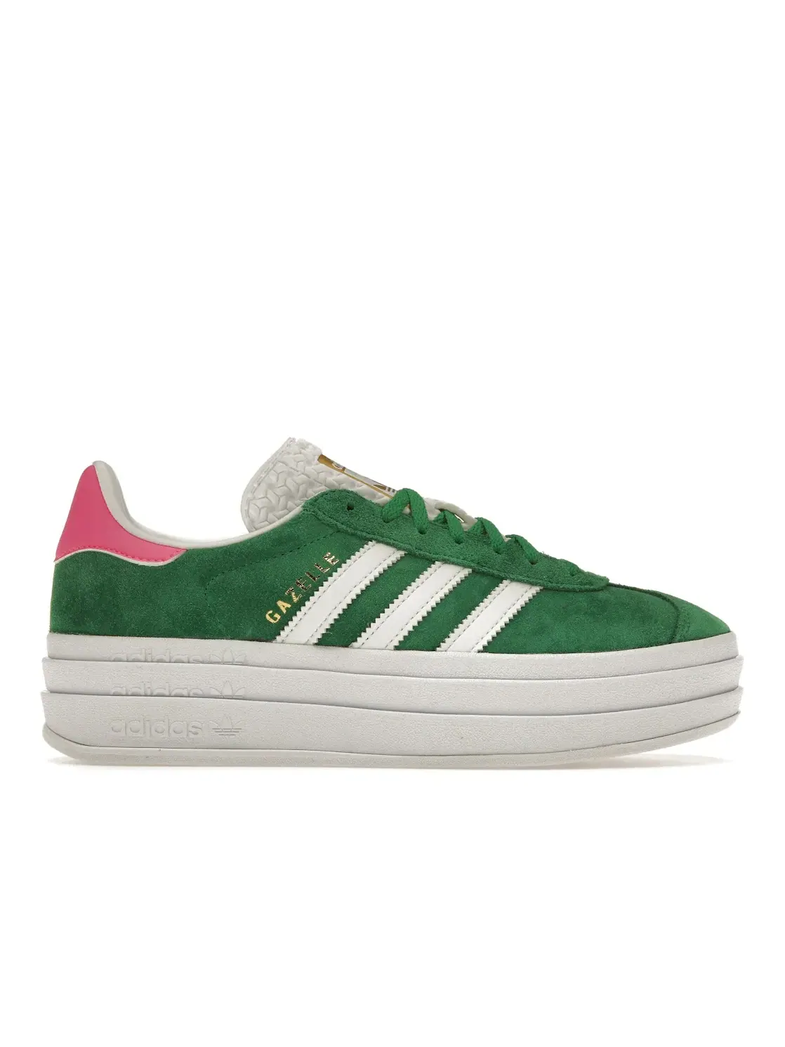 Женские кроссовки с замшевым верхом Adidas Gazelle Bold — изображение 1 из 4, зеленый/белый/розовый