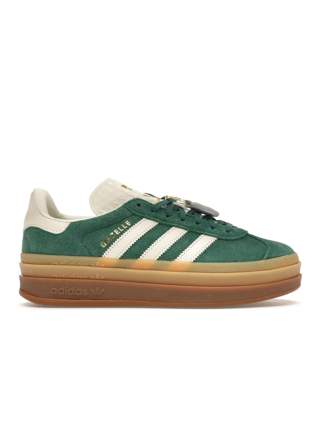 Женские кроссовки с платформой Adidas Gazelle Bold — изображение 1 из 4, зеленый/белый
