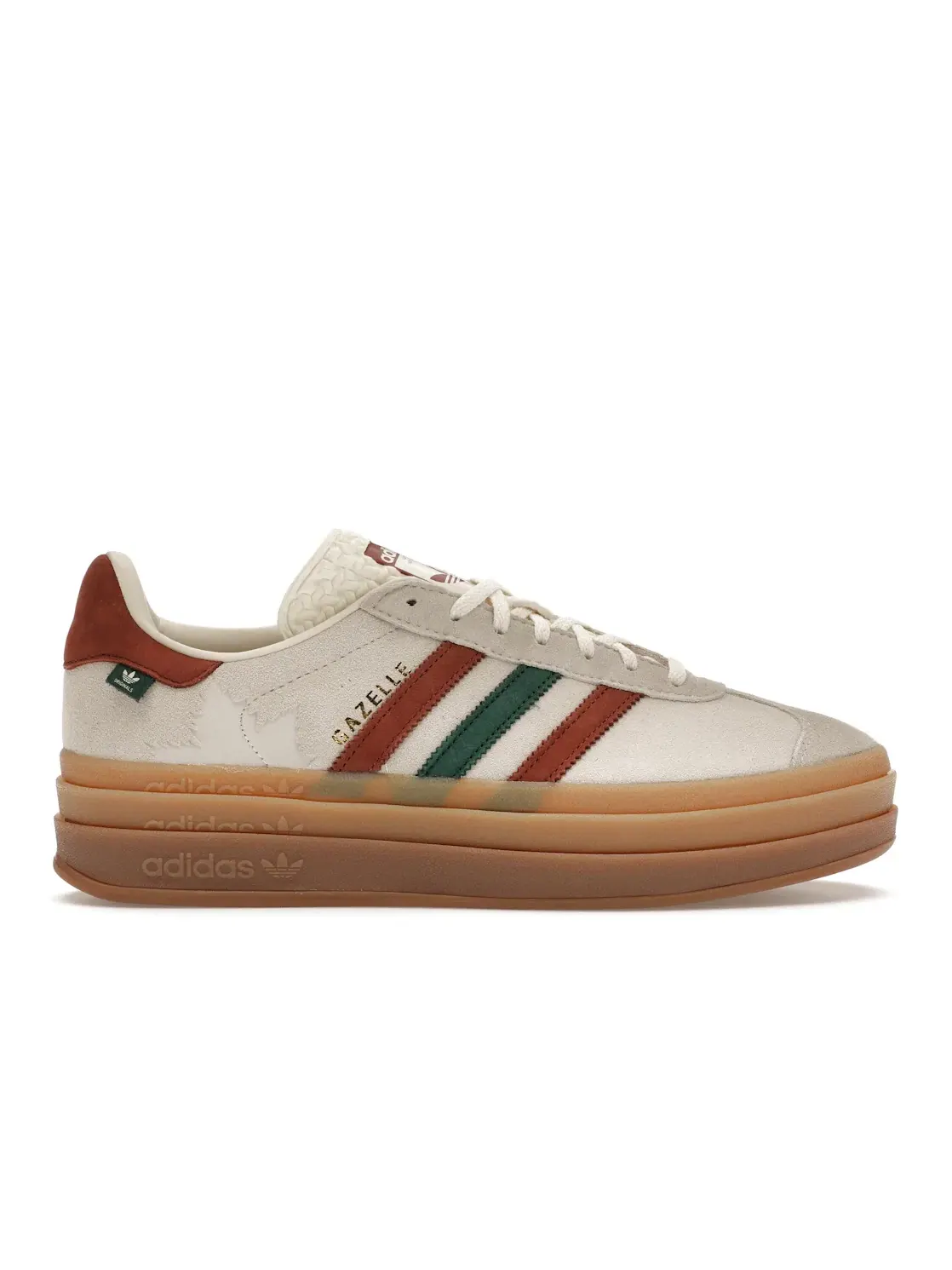 Женские кроссовки с платформой Adidas Gazelle Bold — изображение 1 из 4, кремовый белый зеленый