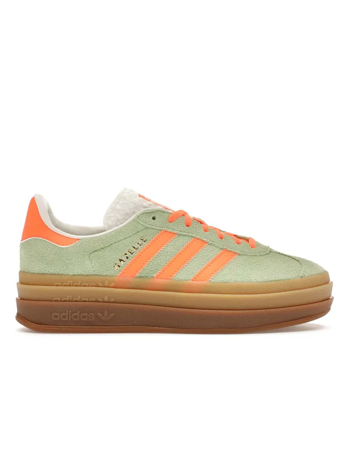 Женские кроссовки с платформой Adidas Gazelle Bold — изображение 1 из 4, зеленый/оранжевый/белый