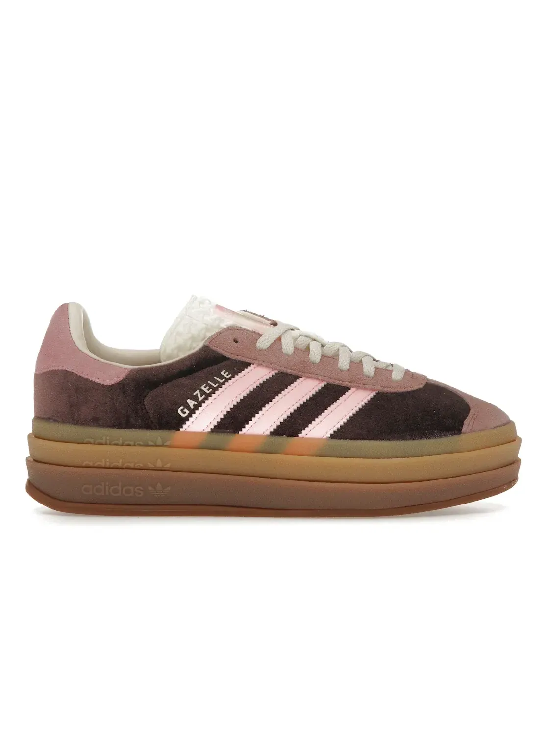 Женские кроссовки с толстой подошвой Adidas Gazelle Bold — изображение 1 из 4, коричневый розовый