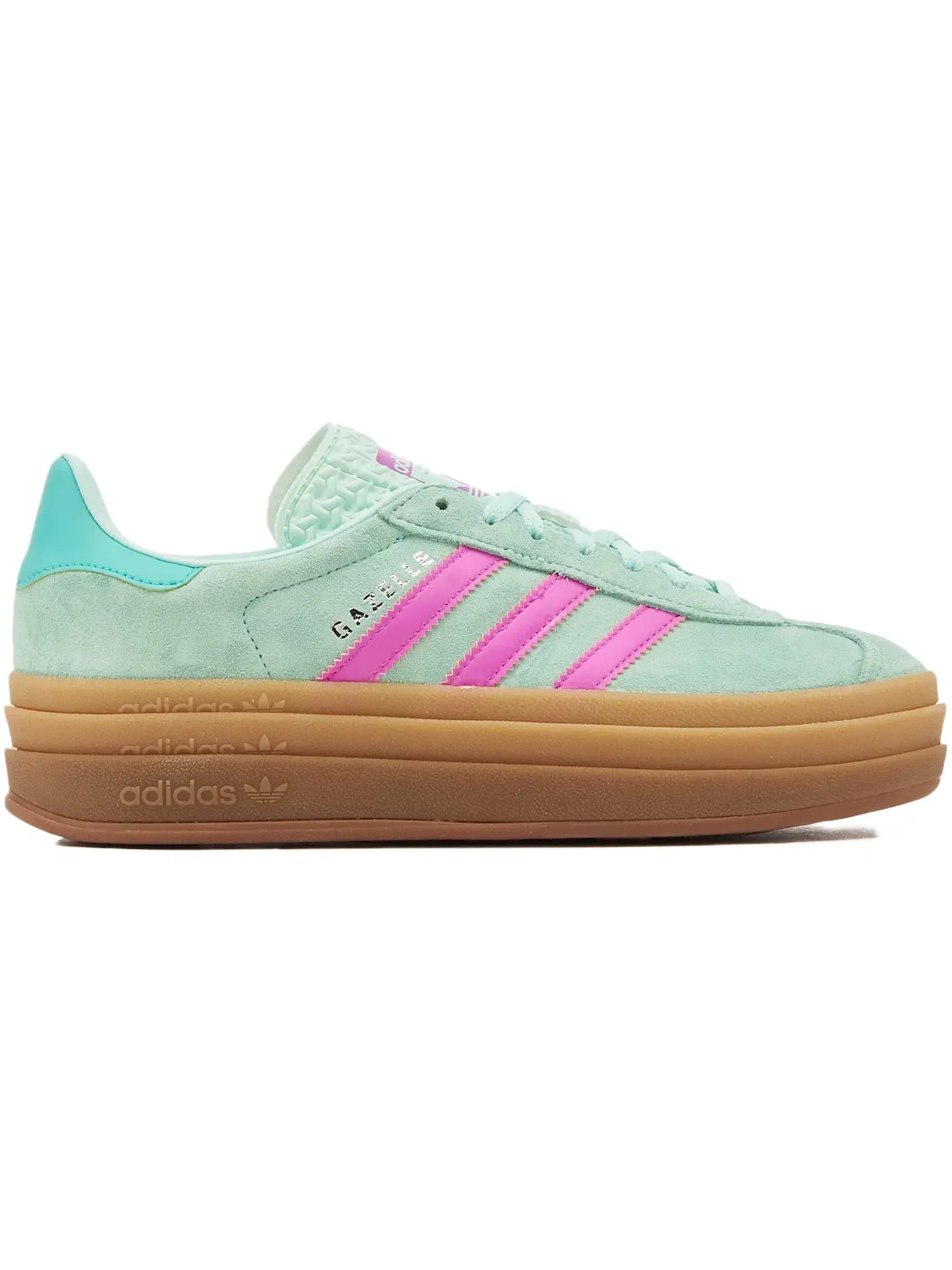 Детские кроссовки Lifestyle с принтом Adidas Gazelle Bold — изображение 1 из 1, зеленый//розовый