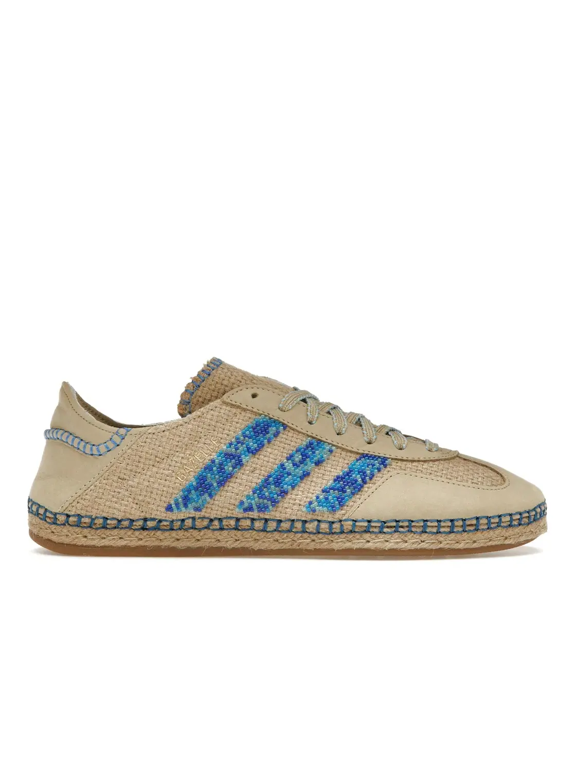 Мужские кроссовки из рафии с бисерными полосками Adidas Gazelle CLOT — изображение 1 из 4, хаки/светлый синий/синий