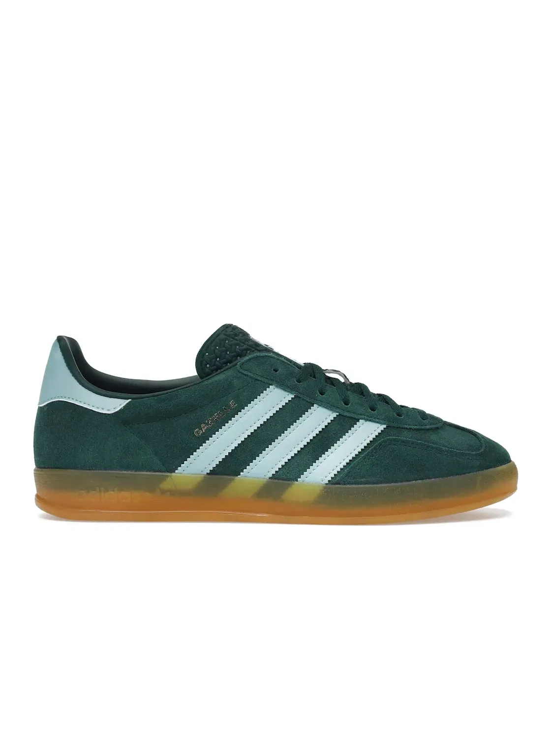 Мужские кроссовки для повседневной носки с замшевым верхом Adidas Gazelle Indoor — изображение 1 из 4, зеленый//золотистый