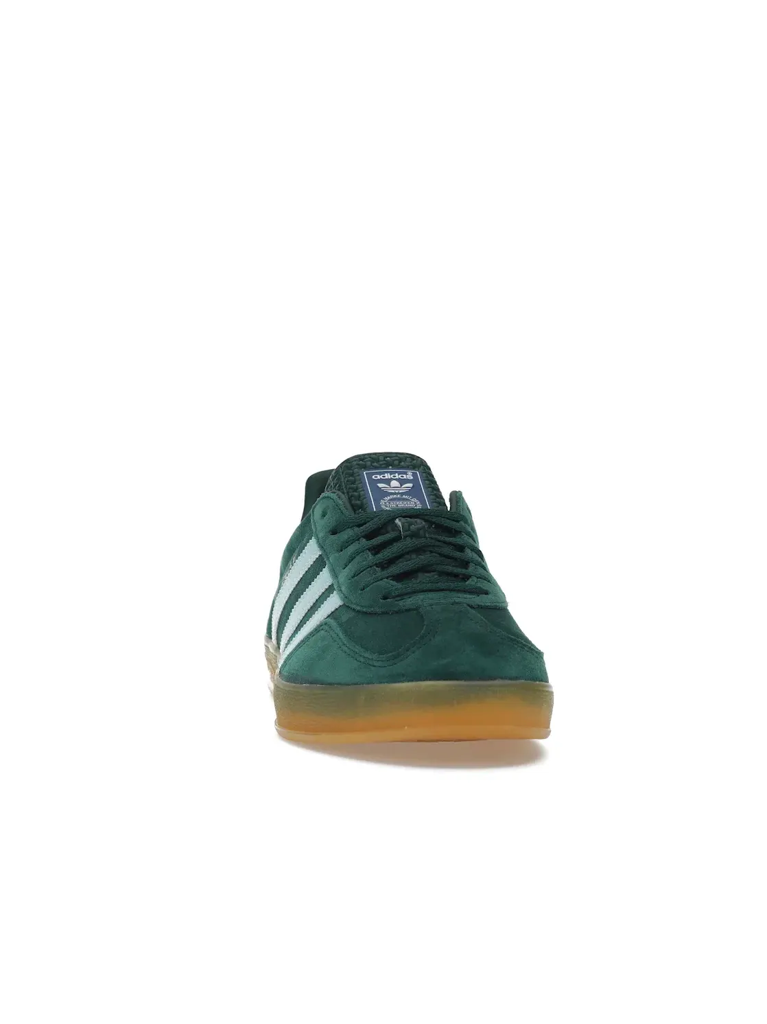 Мужские кроссовки для повседневной носки с замшевым верхом Adidas Gazelle Indoor — изображение 2 из 4, зеленый//золотистый