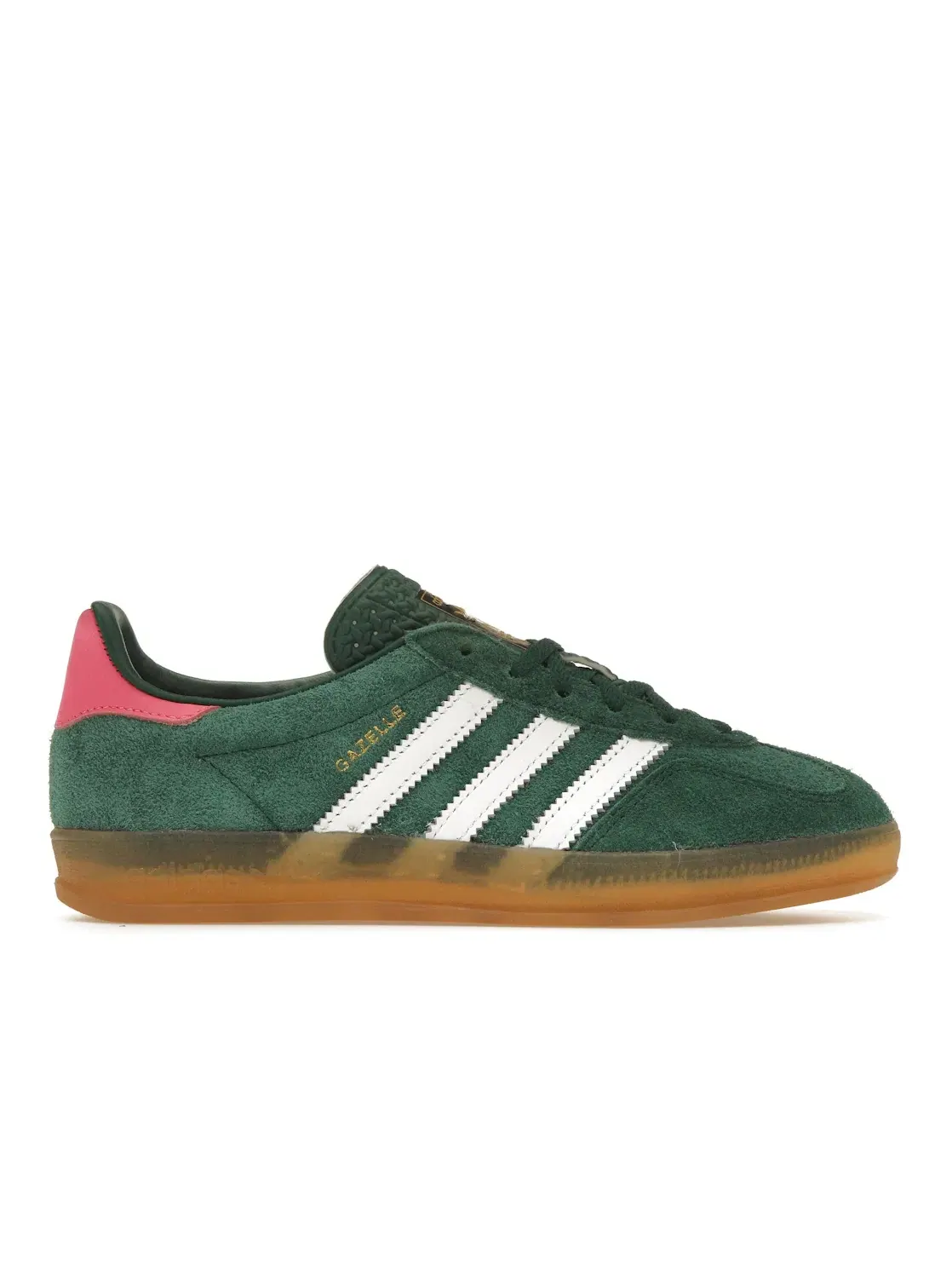 Женские кроссовки с замшевым верхом Adidas Gazelle Indoor — изображение 1 из 4, зеленый/белый/розовый