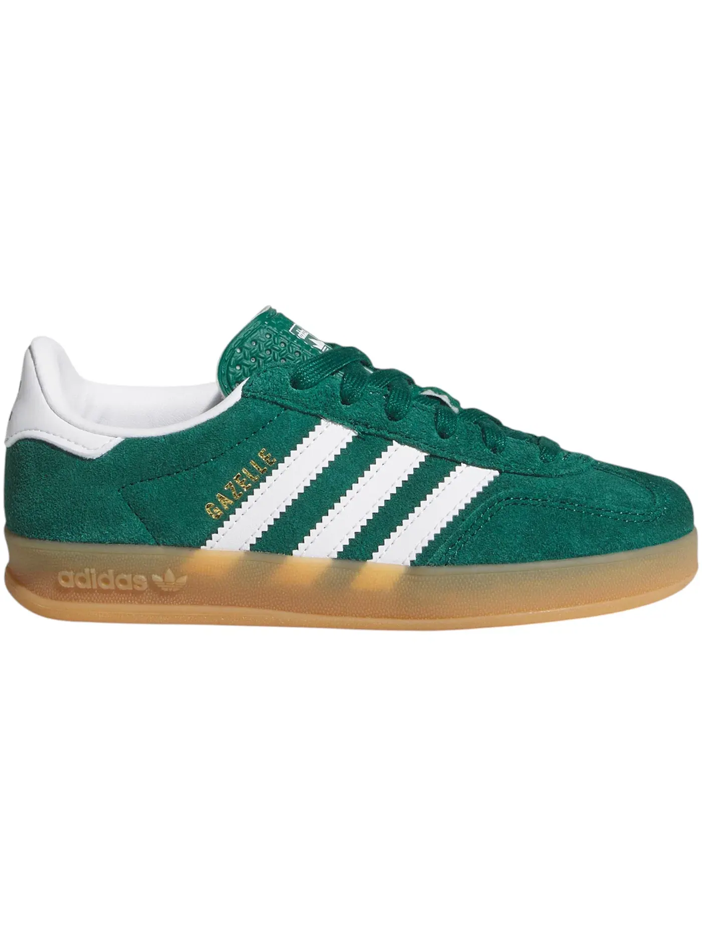 Детские кроссовки для мальчиков с замшевым верхом Adidas Gazelle Indoor — изображение 1 из 1, зеленый/белый