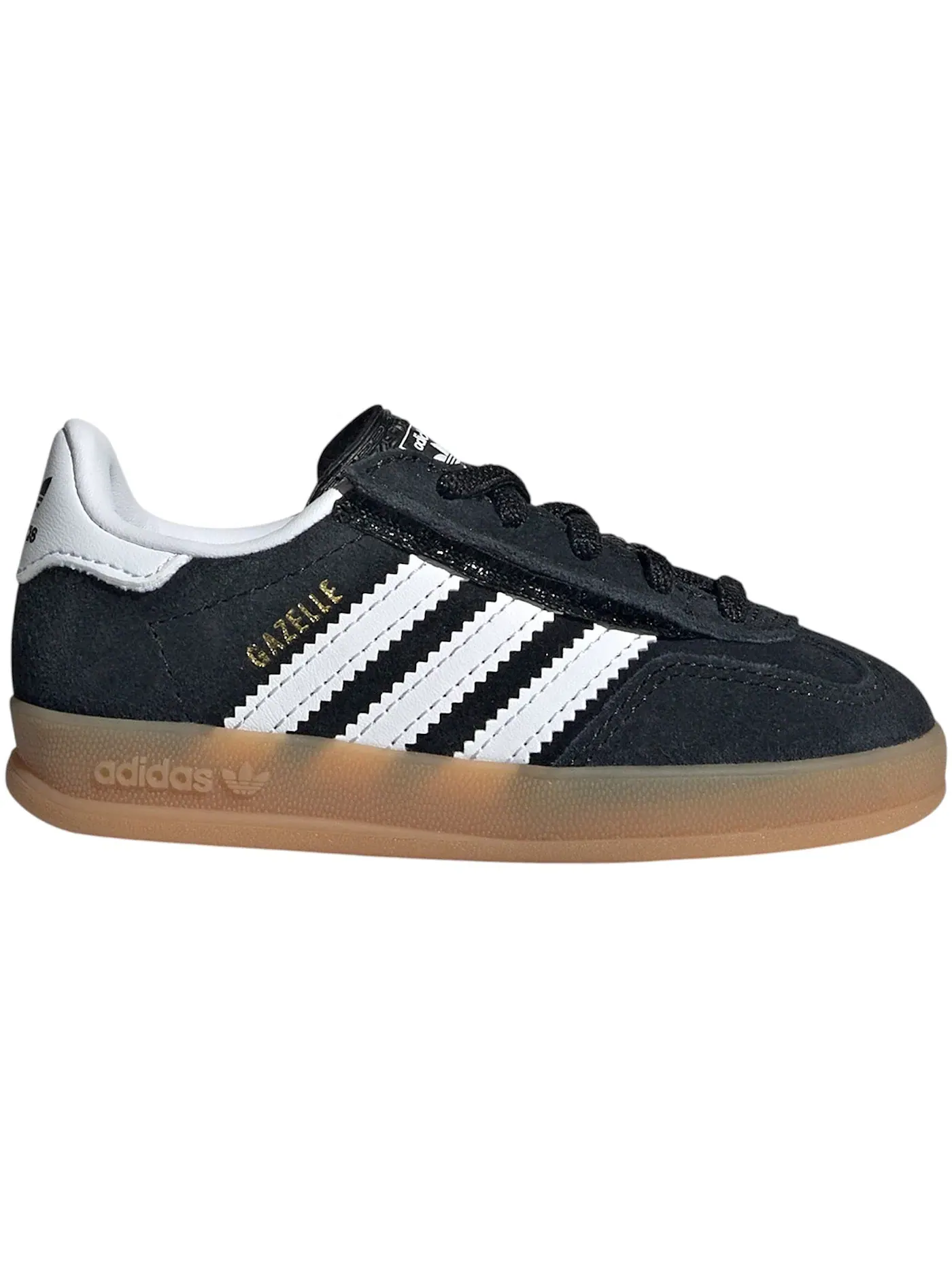 Детские кроссовки Lifestyle с застежкой-липучкой Adidas Gazelle Indoor Comfort Closure — изображение 1 из 1, черный/белый