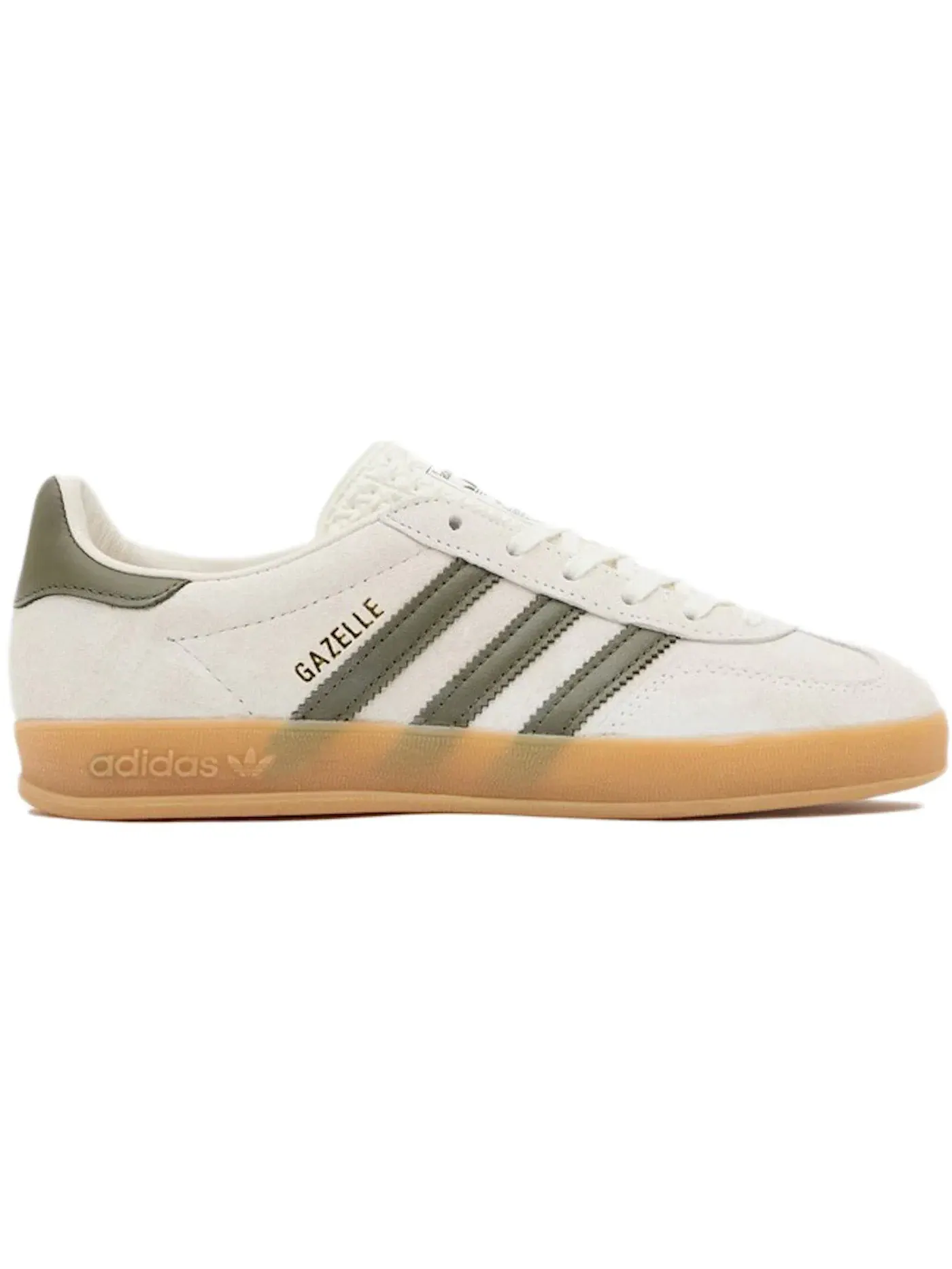 Женские кроссовки Lifestyle с замшевым верхом Adidas Gazelle Indoor — изображение 1 из 1, белый/оливковый