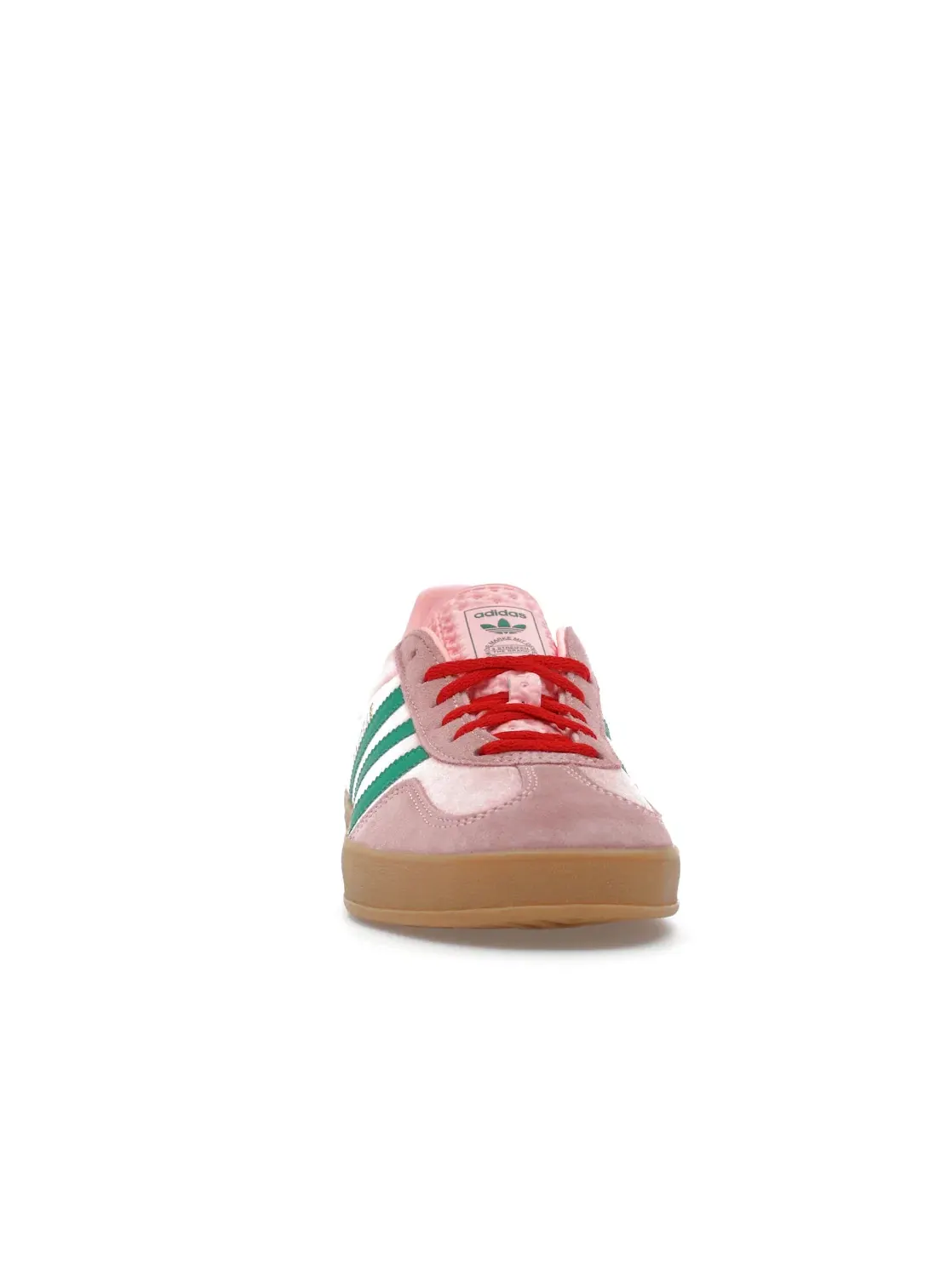 Женские кроссовки с велюровым верхом Adidas Gazelle Indoor — изображение 2 из 4, розовый/зеленый