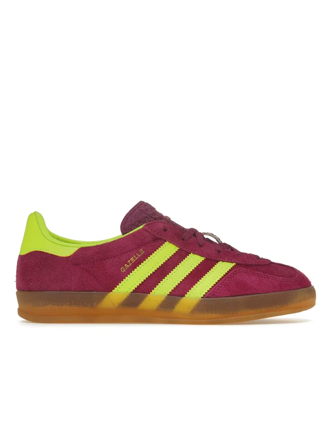 Женские кроссовки с контрастными полосками Adidas Gazelle Indoor — изображение 1 из 4, фиолетовый/желтый