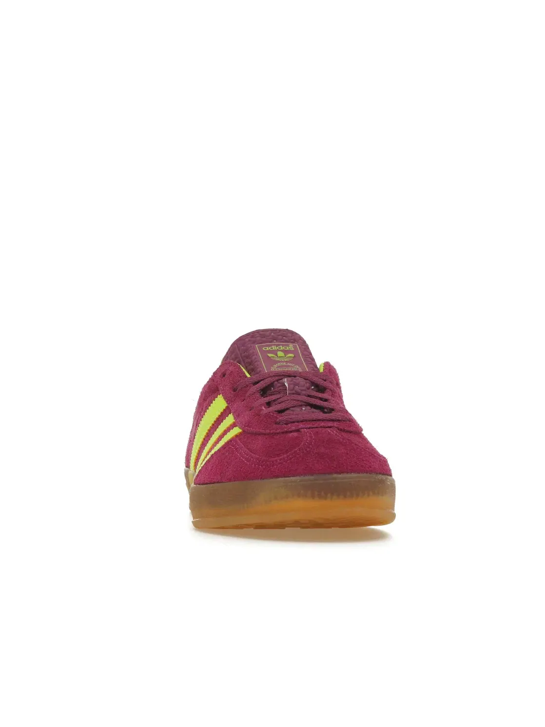 Женские кроссовки с контрастными полосками Adidas Gazelle Indoor — изображение 2 из 4, фиолетовый/желтый