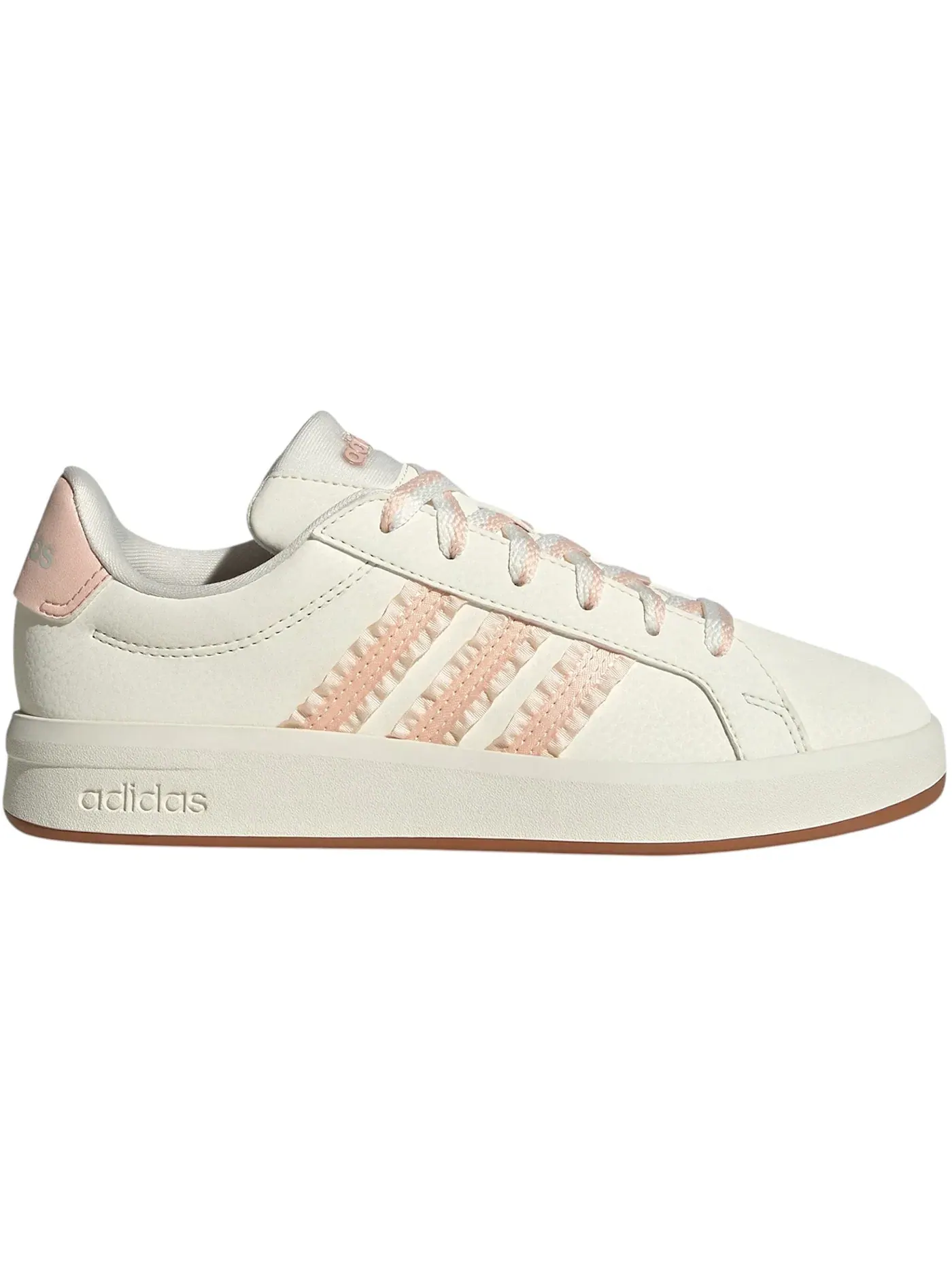 Детские кроссовки с длинным шнурком Adidas Grand Court 3.0 — изображение 1 из 1, белый/розовый