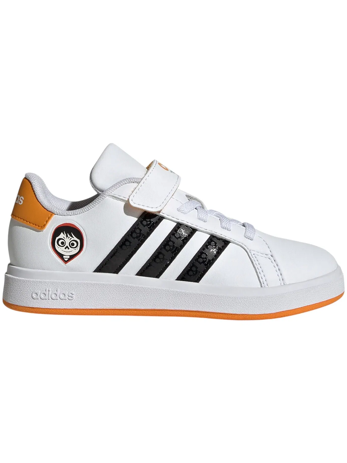 Детские кроссовки с принтом Adidas Grand Court Adidas — изображение 1 из 1, белый/черный/оранжевый