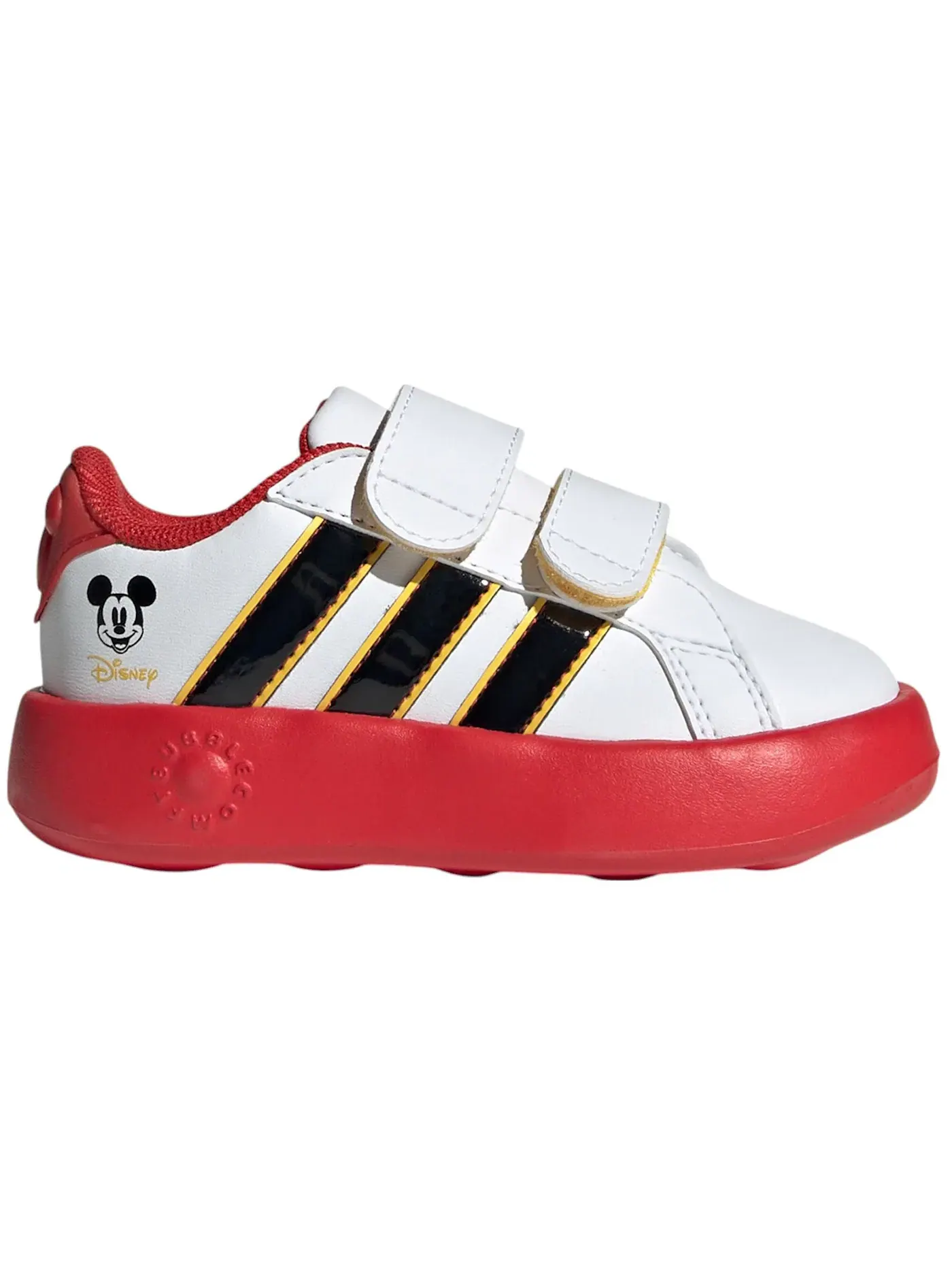 Детские кроссовки с принтом Adidas Grand Court Adidas — изображение 1 из 1, белый черный золотистый