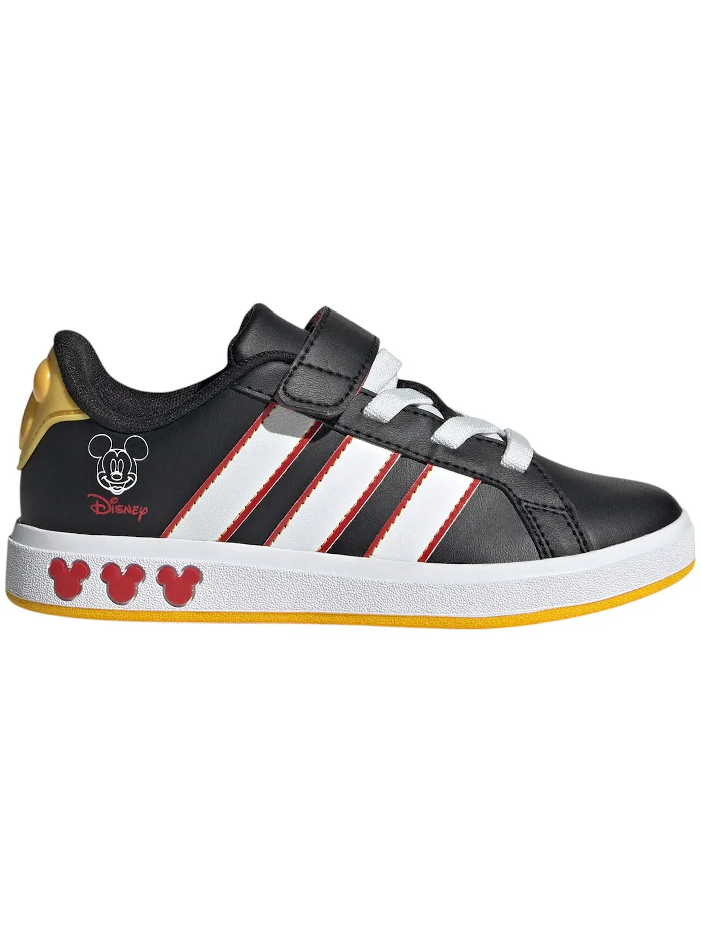 Детские кроссовки Lifestyle с принтом Mickey Mouse Adidas Grand Court — изображение 1 из 1, черный/белый/красный
