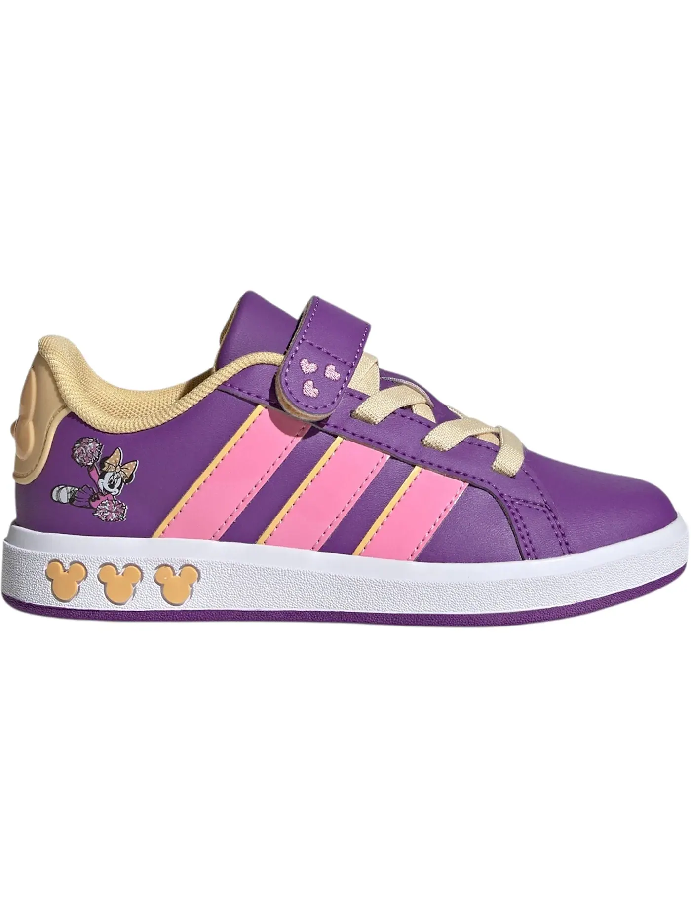 Детские кроссовки Lifestyle с принтом Disney Minnie Mouse Adidas Grand Court — изображение 1 из 1, фиолетовый//белый
