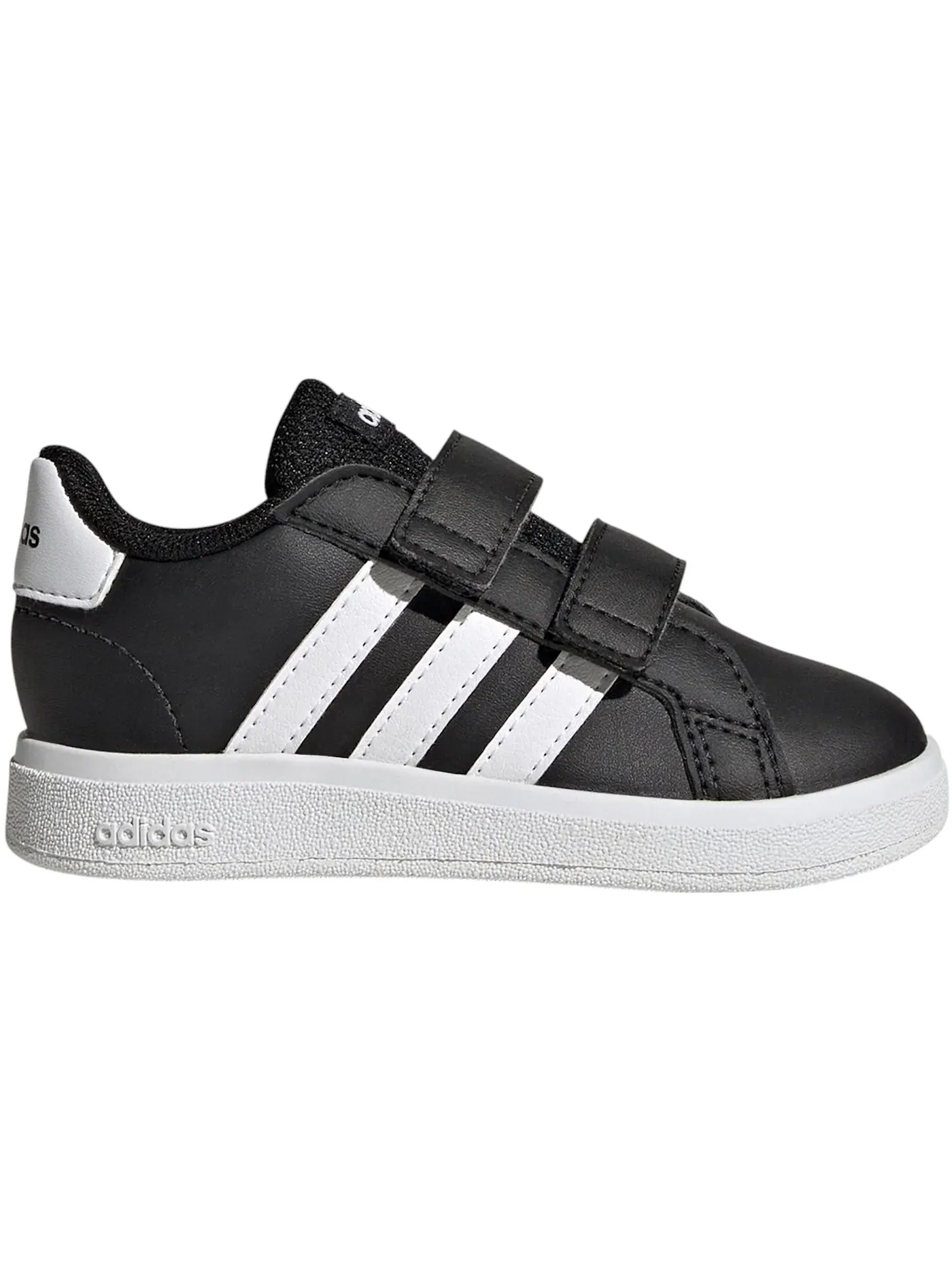 Детские кроссовки Lifestyle с липучкой Adidas Grand Court — изображение 1 из 1, черный/белый/черный