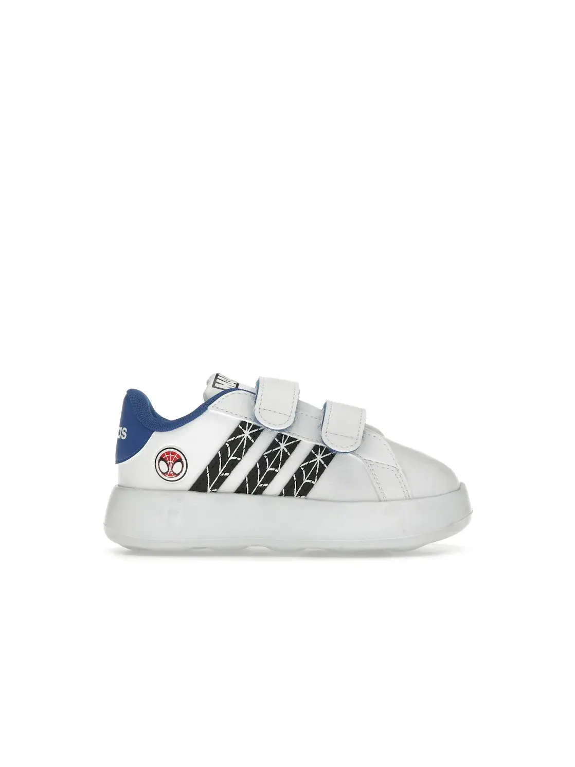 Детские кроссовки Lifestyle с принтом Marvel Spider-Man Adidas Grand Court — изображение 1 из 4, белый черный синий