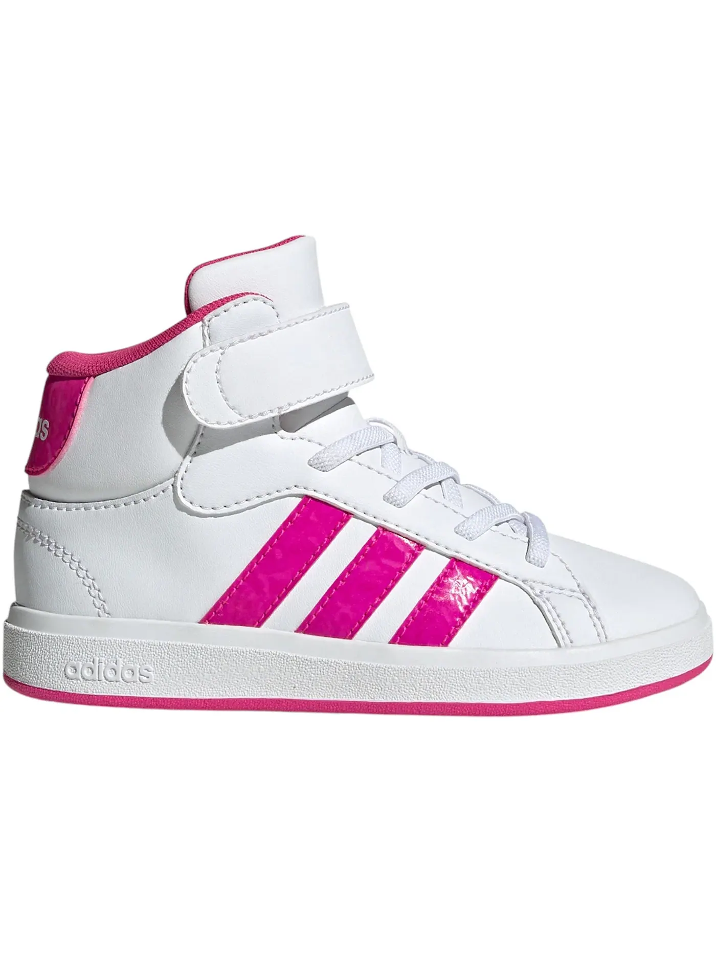 Детские кроссовки Lifestyle с высоким верхом Adidas Grand Court Mid — изображение 1 из 1, белый/розовый/серый