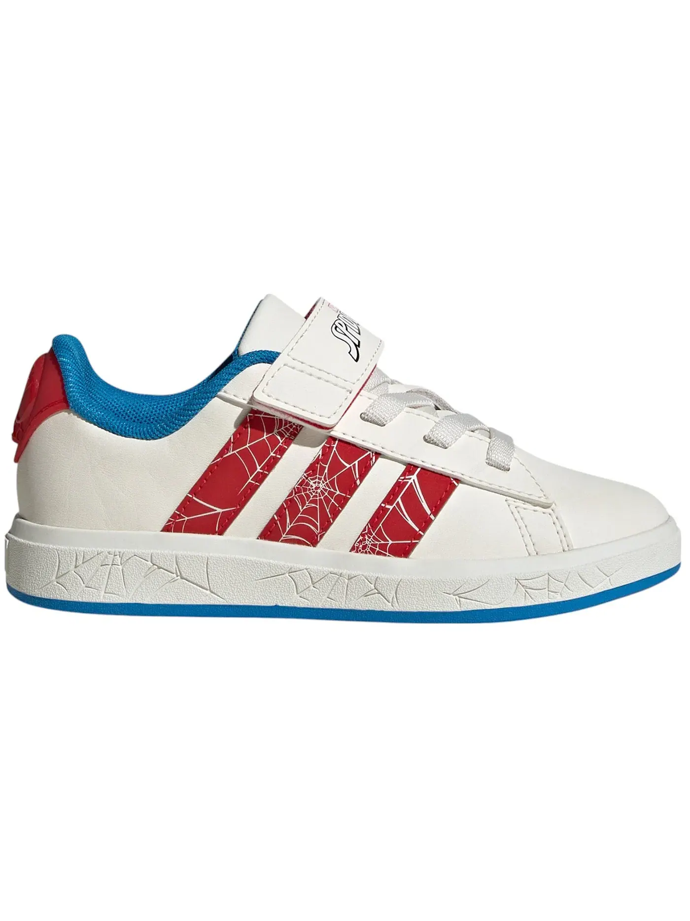 Детские кроссовки с принтом Spider-Man Grand Court Adidas — изображение 1 из 1, белый яркий синий