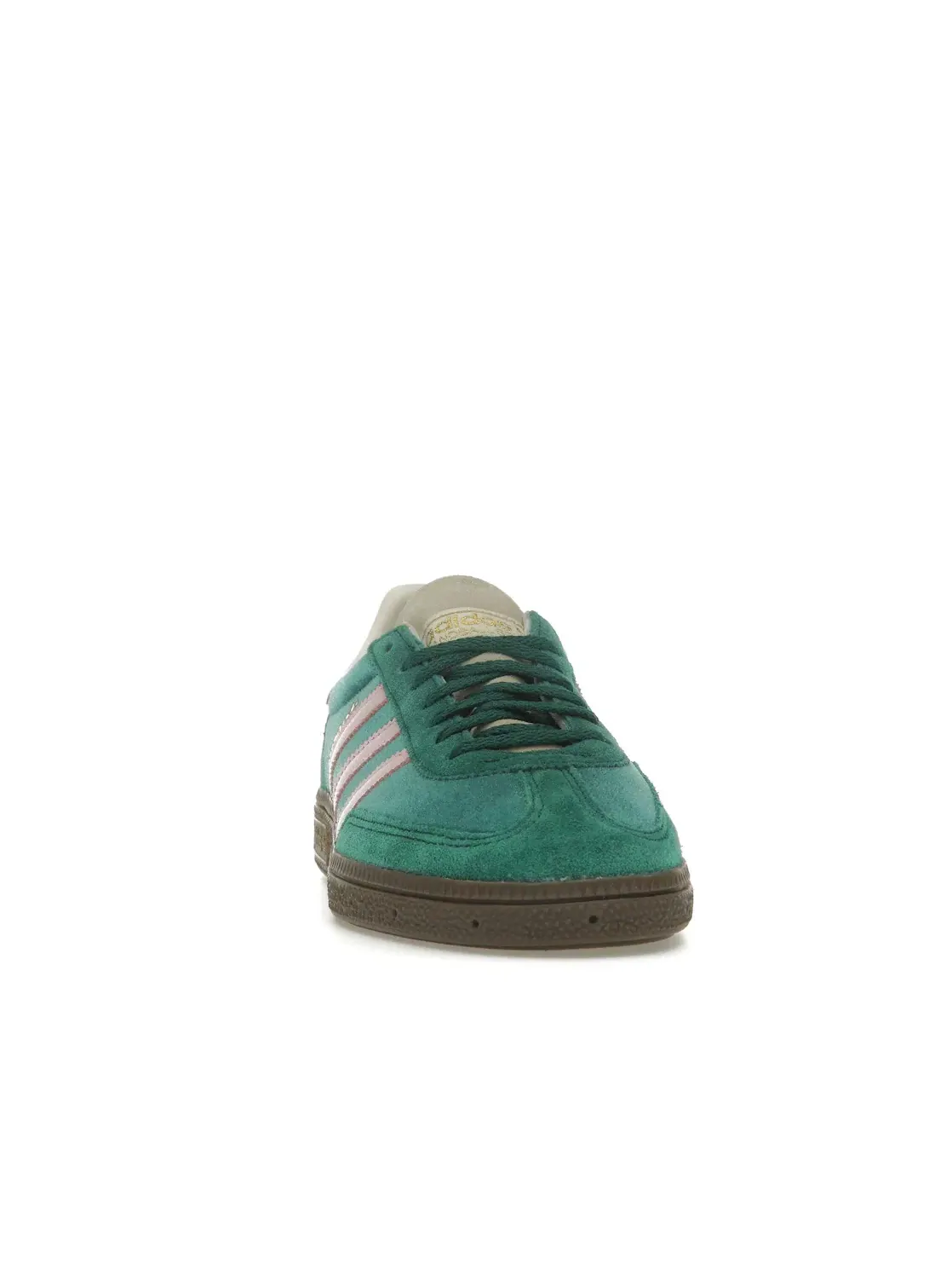 Женские кроссовки с велюровым верхом Adidas Handball Spezial — изображение 2 из 4, зеленый/розовый