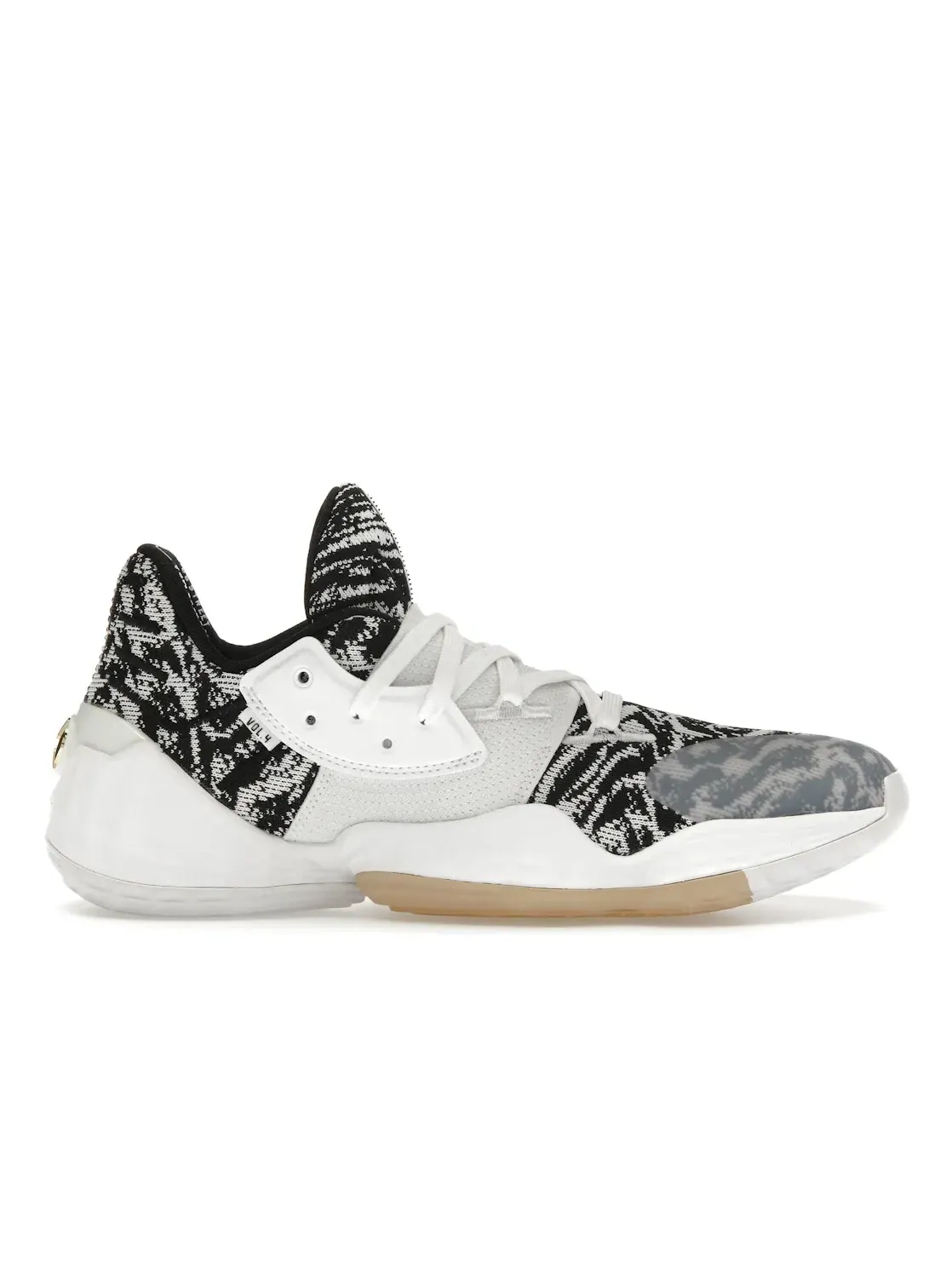 Мужские баскетбольные кроссовки с уникальной шнуровкой Adidas Harden Vol. 4 — изображение 1 из 4, белый черный бледный