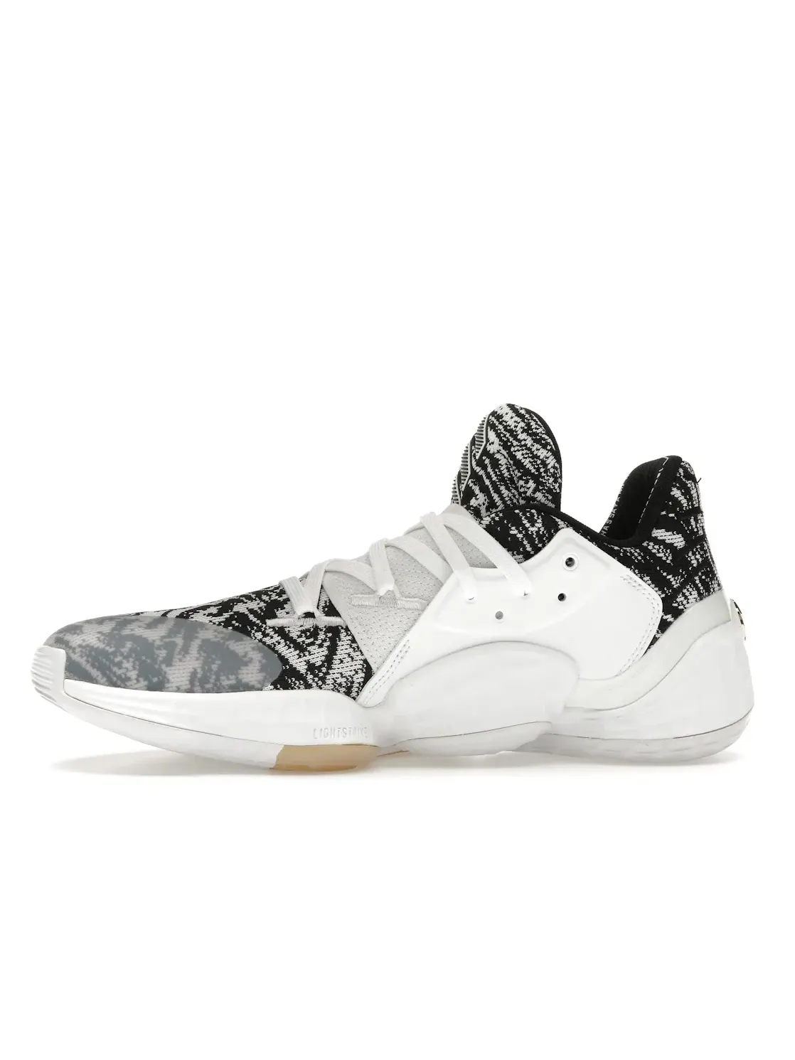 Мужские баскетбольные кроссовки с уникальной шнуровкой Adidas Harden Vol. 4 — изображение 3 из 4, белый черный бледный