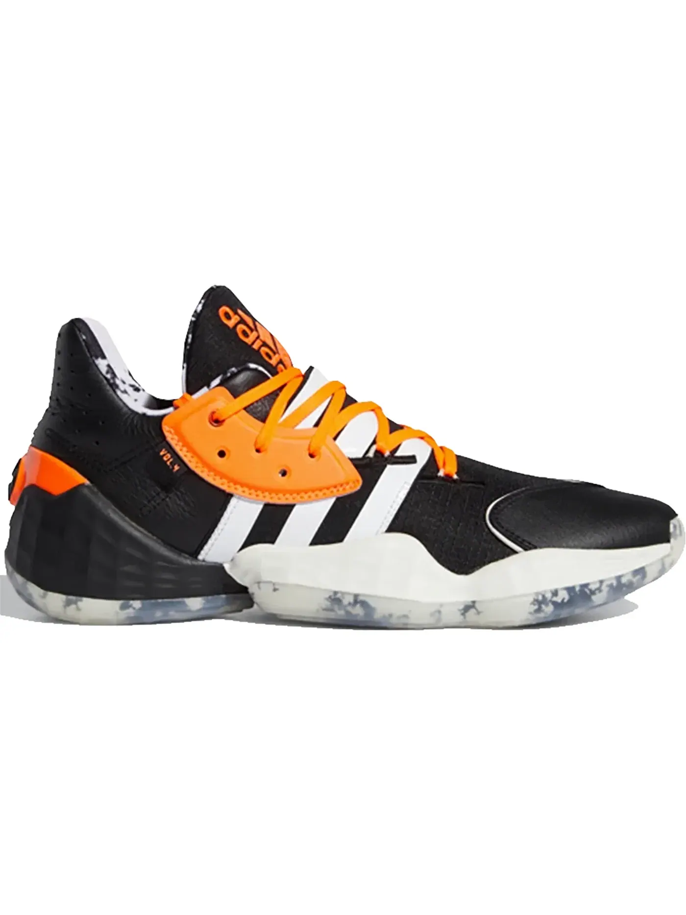 Мужские баскетбольные кроссовки с высоким верхом Harden Vol. 4 Adidas — изображение 1 из 1, черный/белый/оранжевый