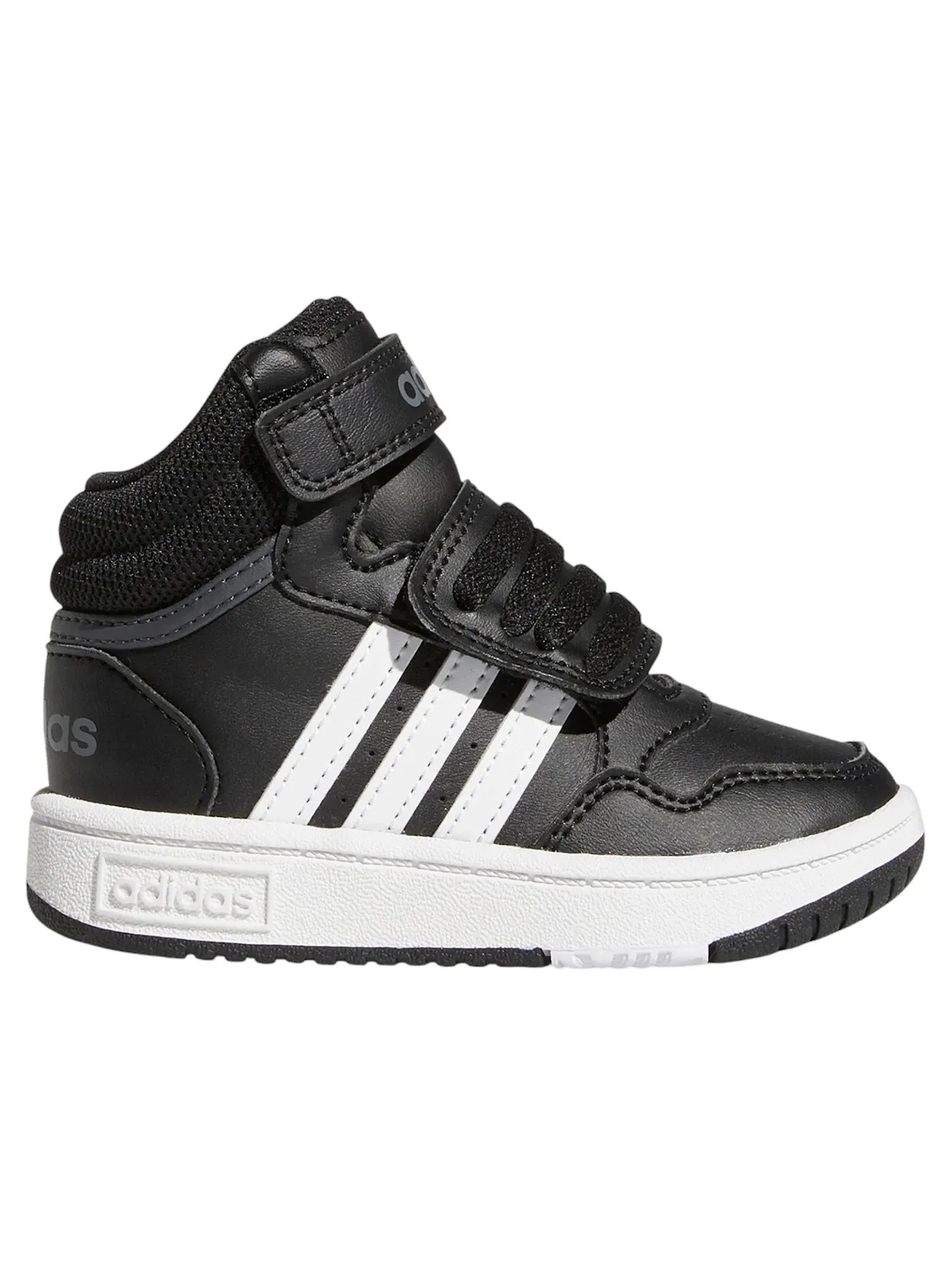 Детские кроссовки с высоким верхом Adidas Hoops Mid — изображение 1 из 1, черный/белый/серый