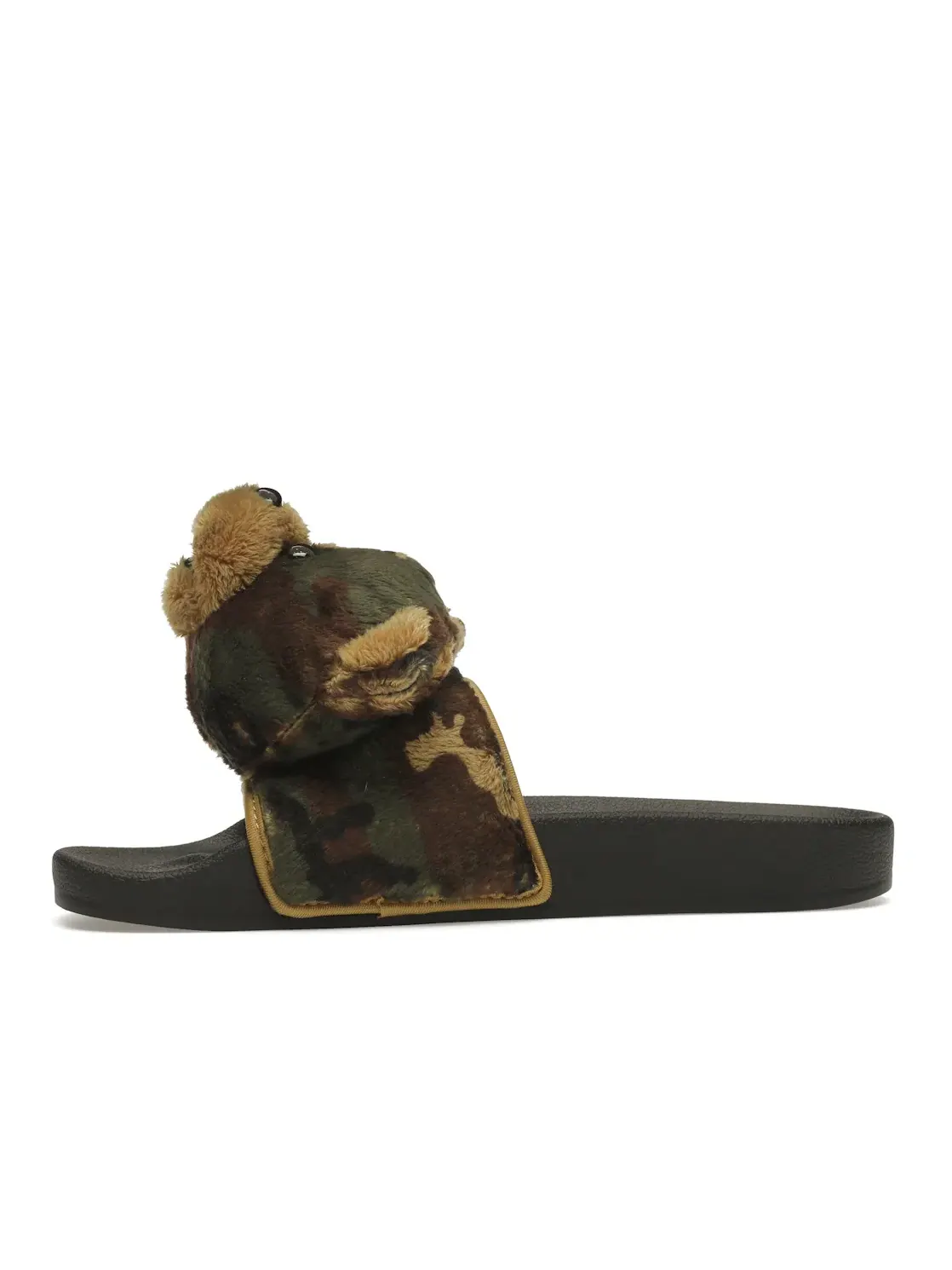 Мужские шлепанцы с медвежьей головой Adidas JS Adilette Jeremy Scott Teddy Camo — изображение 3 из 4, черный/черный/черный