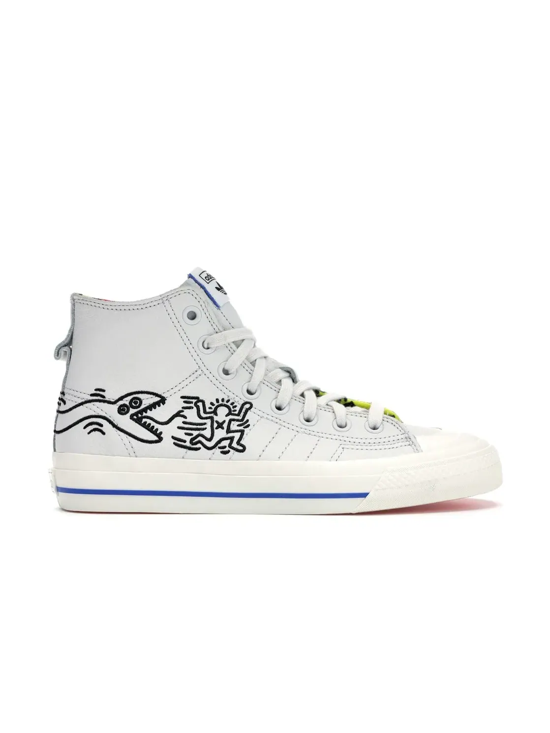 Мужские кроссовки с принтом Adidas Nizza Hi Keith Haring Adidas — изображение 1 из 4, белый/синий/белый