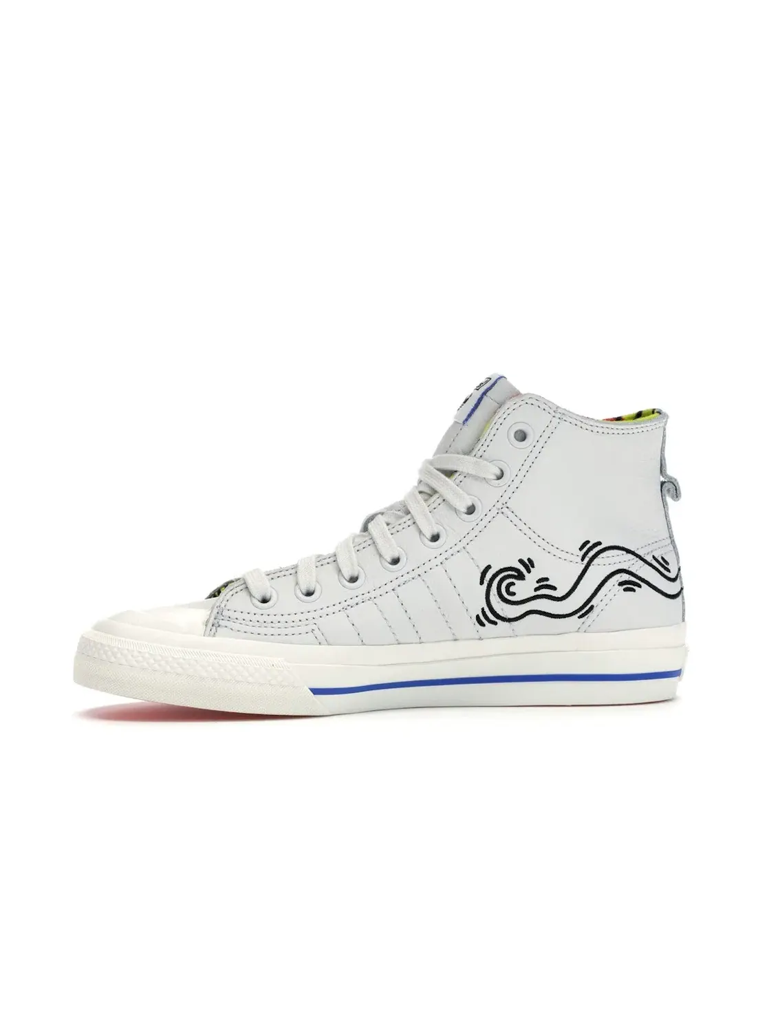 Мужские кроссовки с принтом Adidas Nizza Hi Keith Haring Adidas — изображение 3 из 4, белый/синий/белый