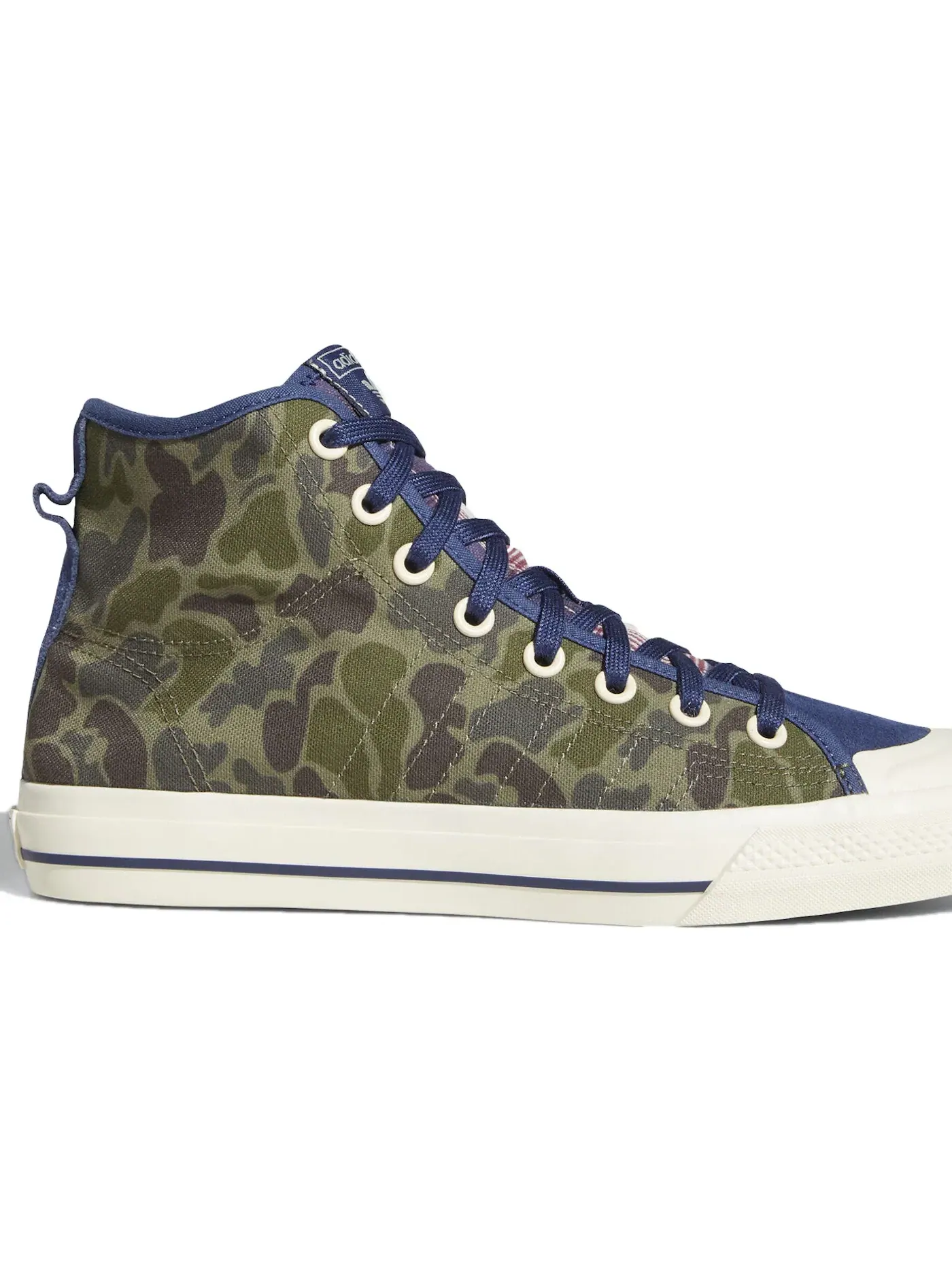 Мужские кроссовки с камуфляжным принтом Adidas Nizza High RF — изображение 1 из 1, индиго кремовый белый