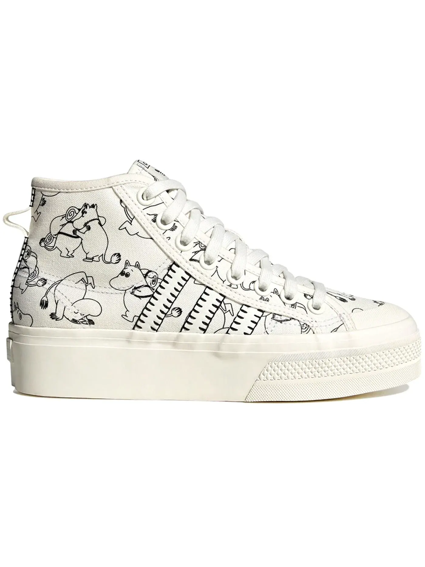 Женские кроссовки с платформой Adidas Nizza Platform Mid — изображение 1 из 3, белый/черный/белый
