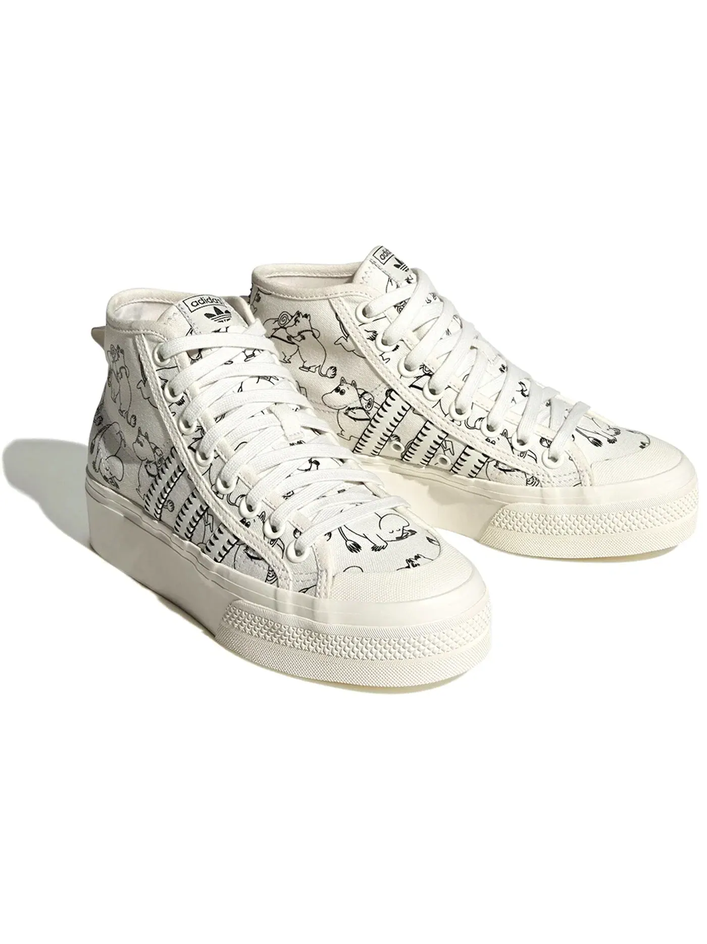 Женские кроссовки с платформой Adidas Nizza Platform Mid — изображение 2 из 3, белый/черный/белый