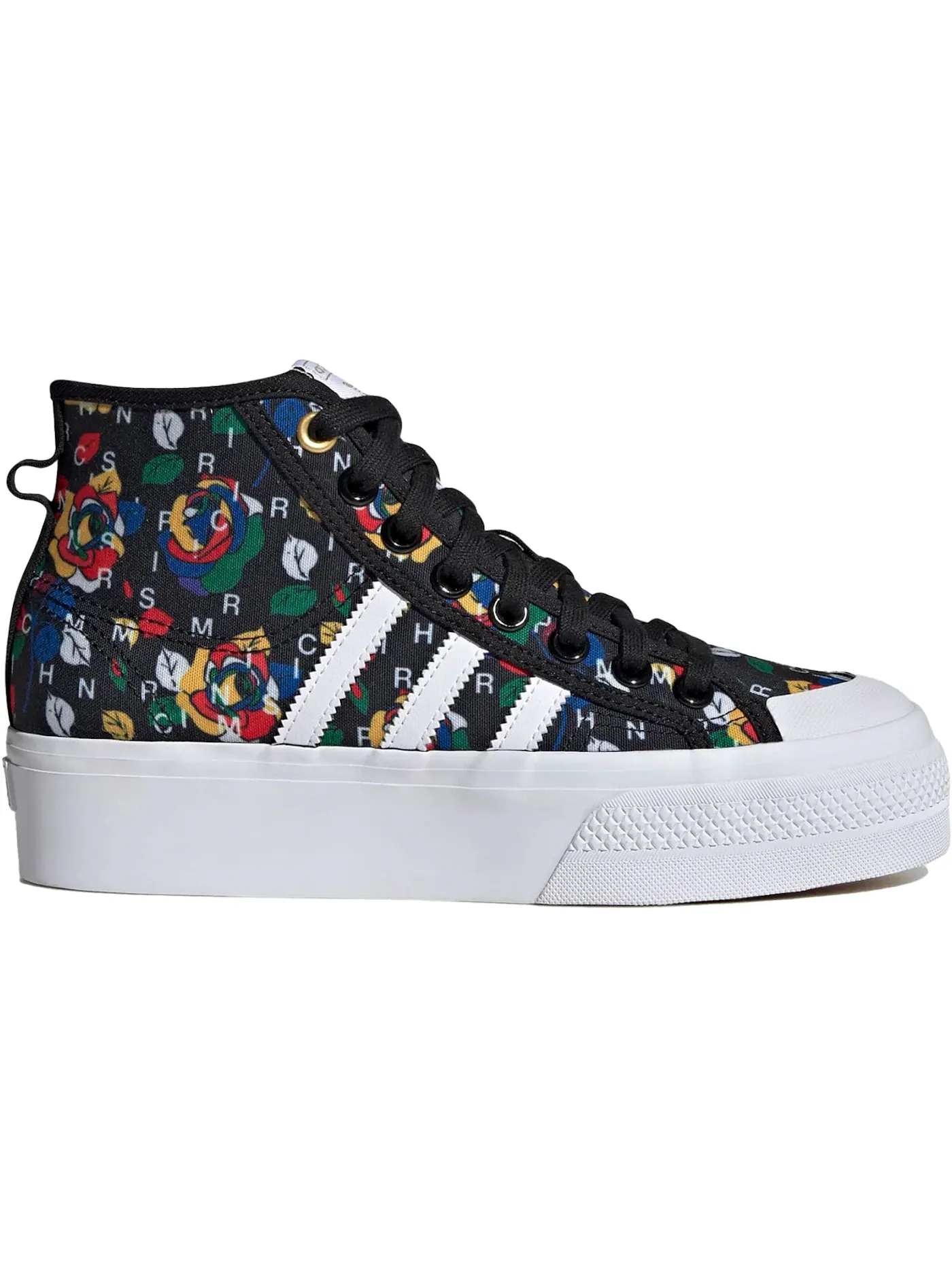 Женские кроссовки Adidas Nizza Platform Mid — изображение 1 из 1, черный/белый