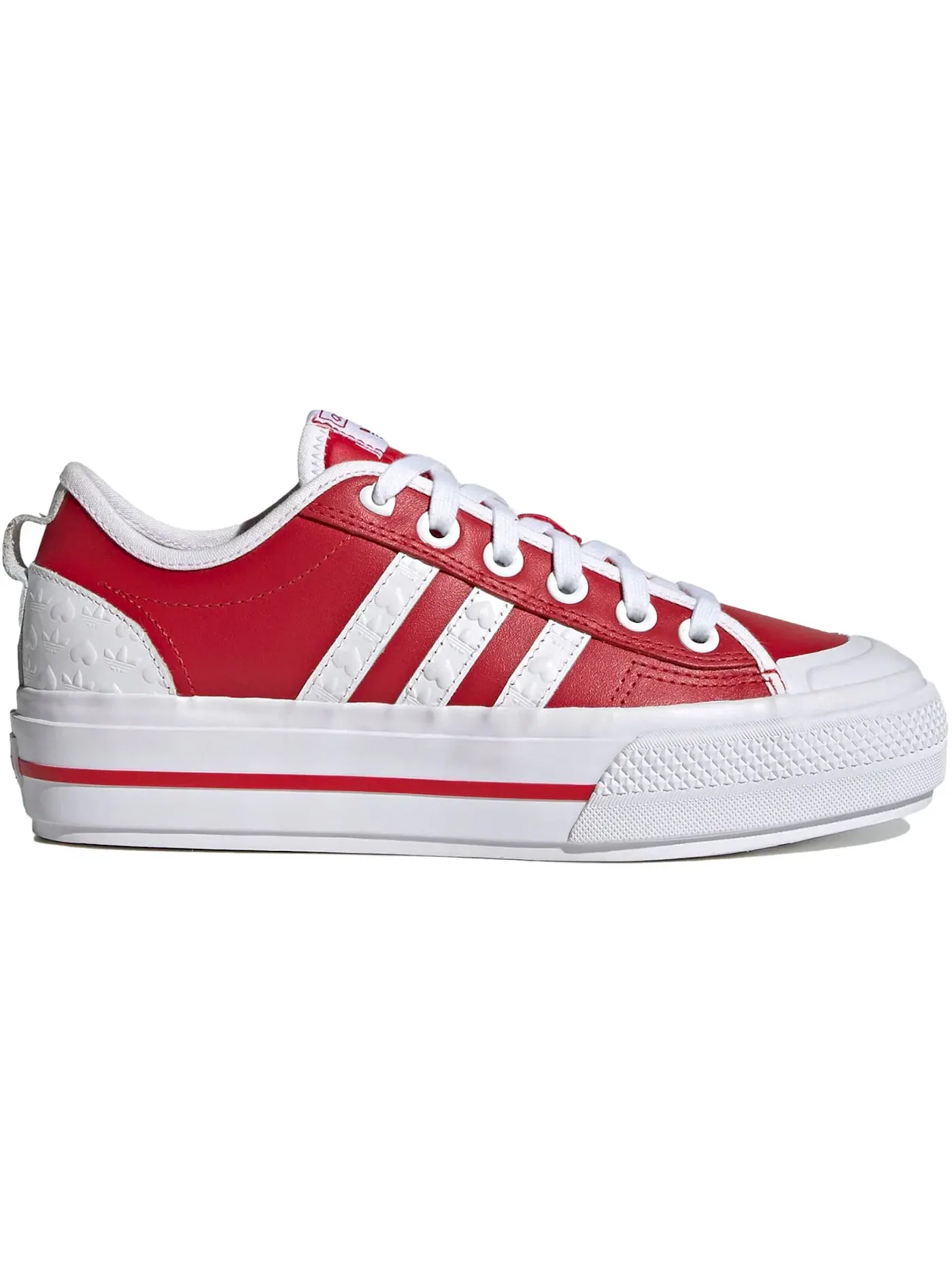 Женские кроссовки с тиснением сердца Nizza RF Platform Adidas — изображение 1 из 1, белый/черный