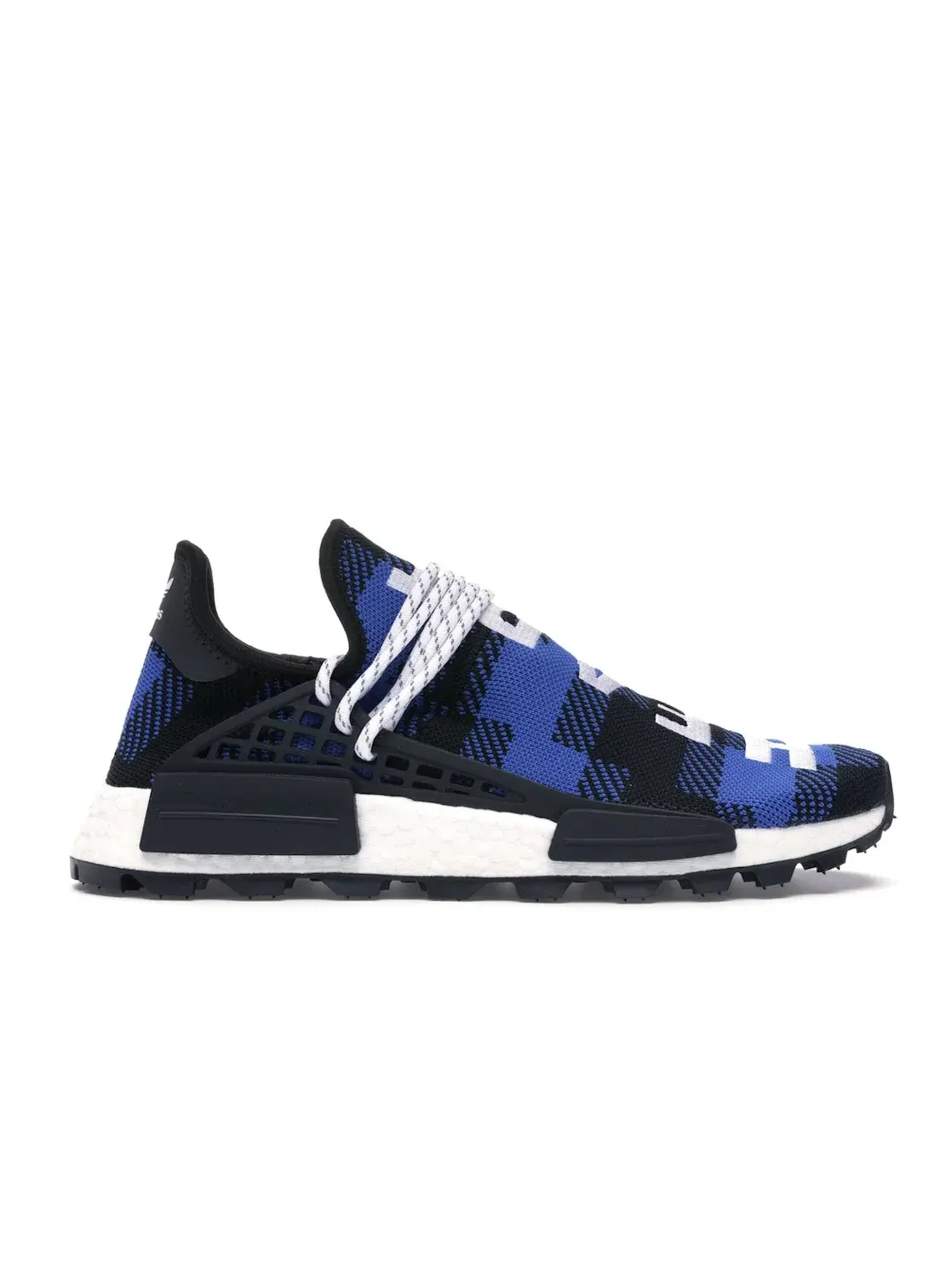 Мужские кроссовки lifestyle с принтом Pharrell x BBC Blue Plaid Adidas NMD Hu — изображение 1 из 4, синий черный белый