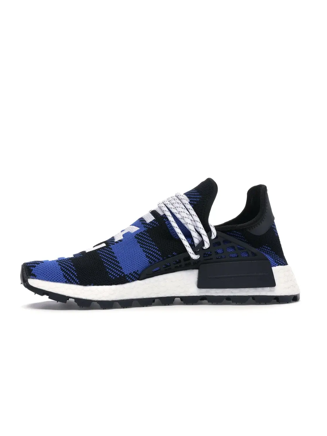 Мужские кроссовки lifestyle с принтом Pharrell x BBC Blue Plaid Adidas NMD Hu — изображение 3 из 4, синий черный белый