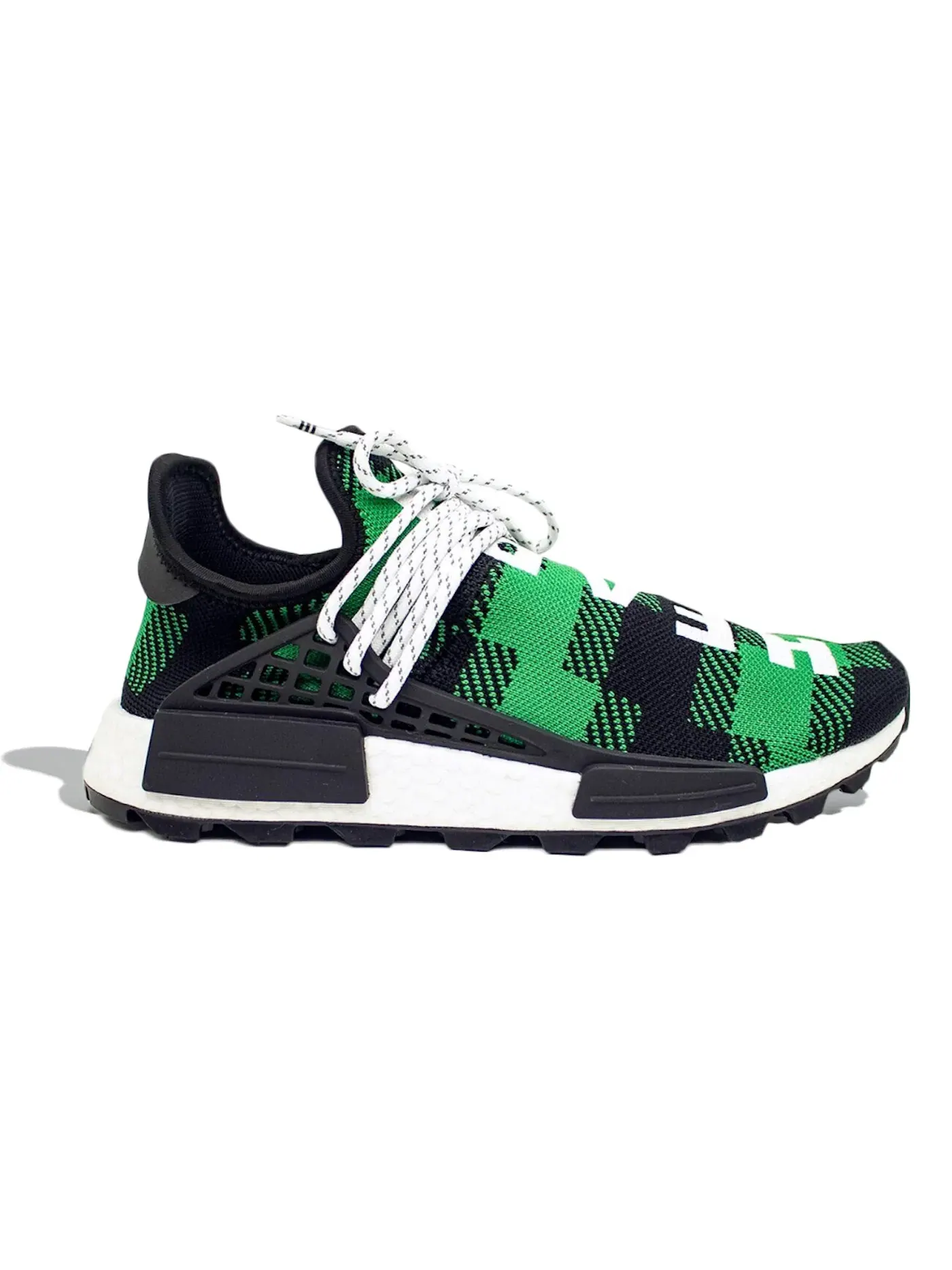 Мужские кроссовки Lifestyle с принтом Adidas NMD Hu Pharrell x BBC Green Plaid — изображение 1 из 1, зеленый черный белый