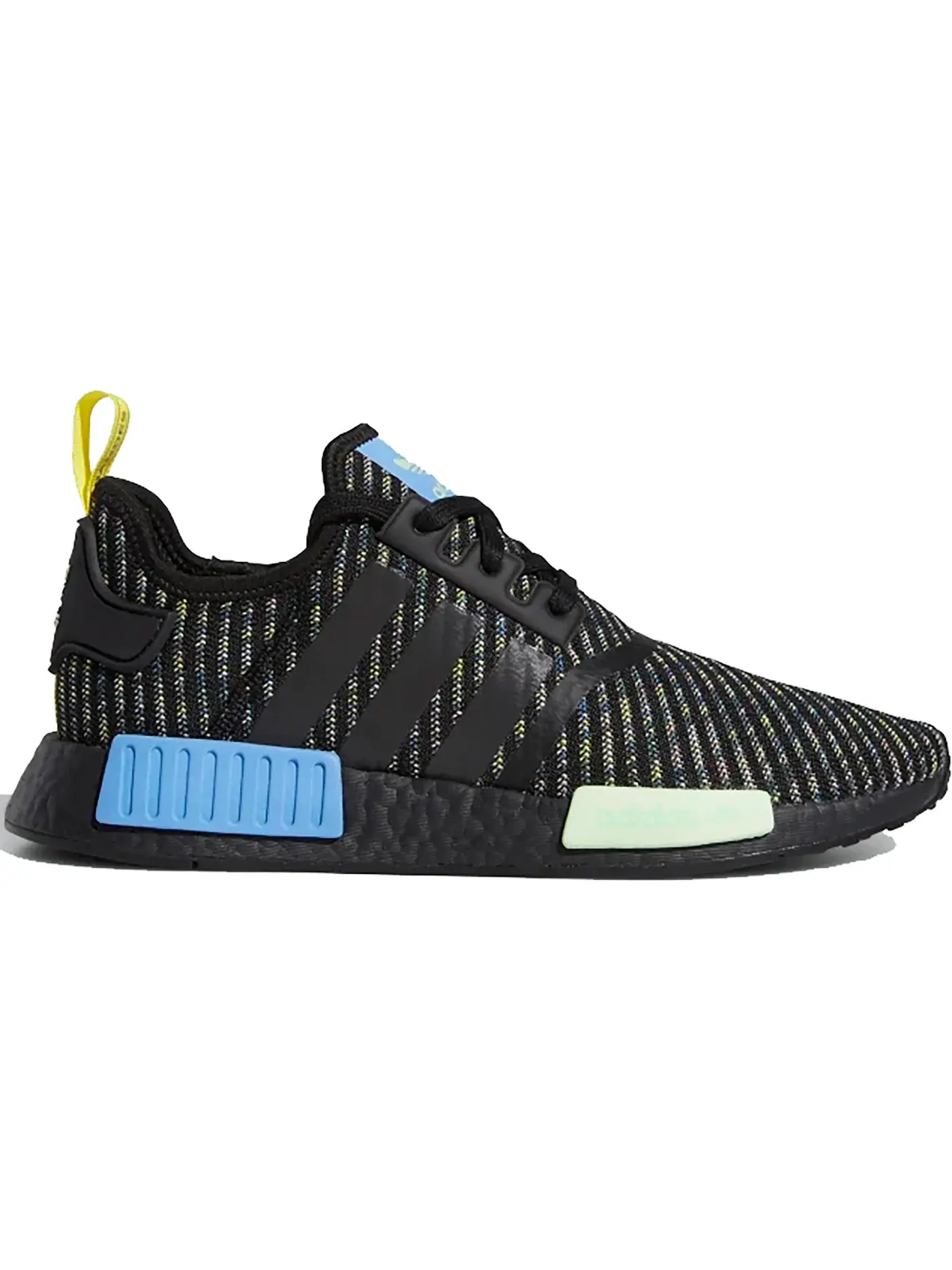 Мужские кроссовки с многоцветным трикотажем Adidas NMD R1 — изображение 1 из 1, черный/синий/желтый