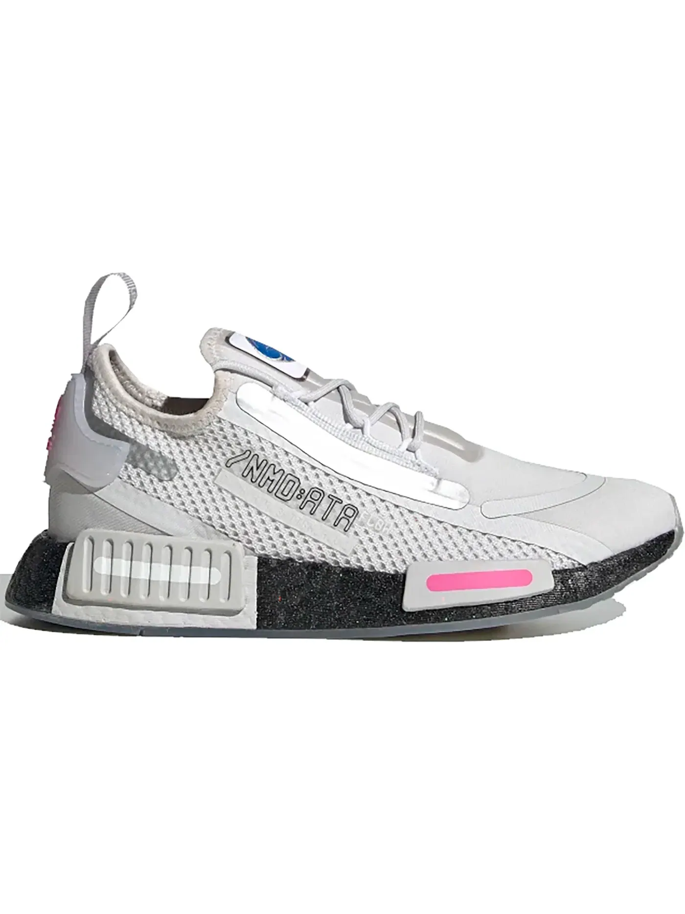 Детские кроссовки для мальчиков с принтом Adidas NMD R1 — изображение 1 из 1, серый черный розовый